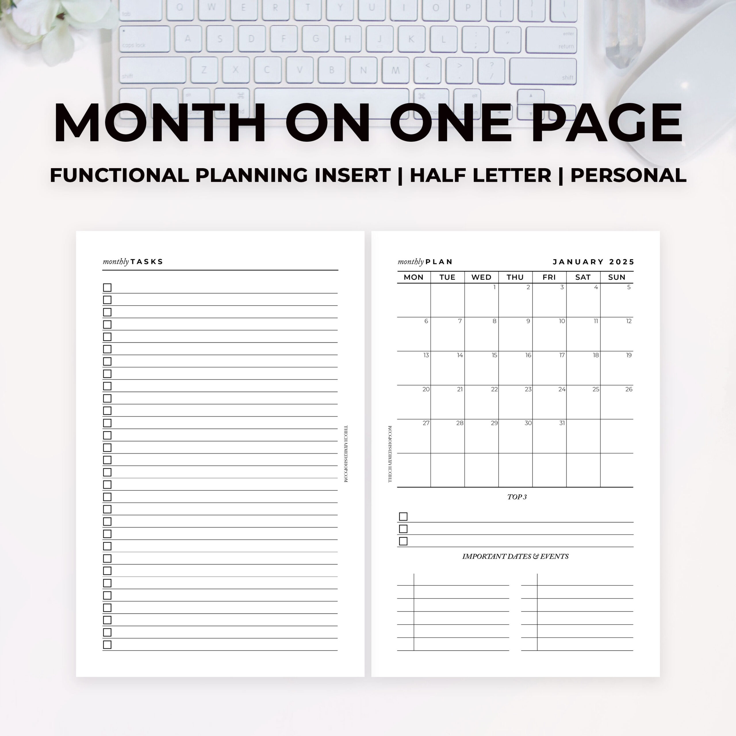 2025 Month On One Page Calendar Printable PDF The Charmed Shop