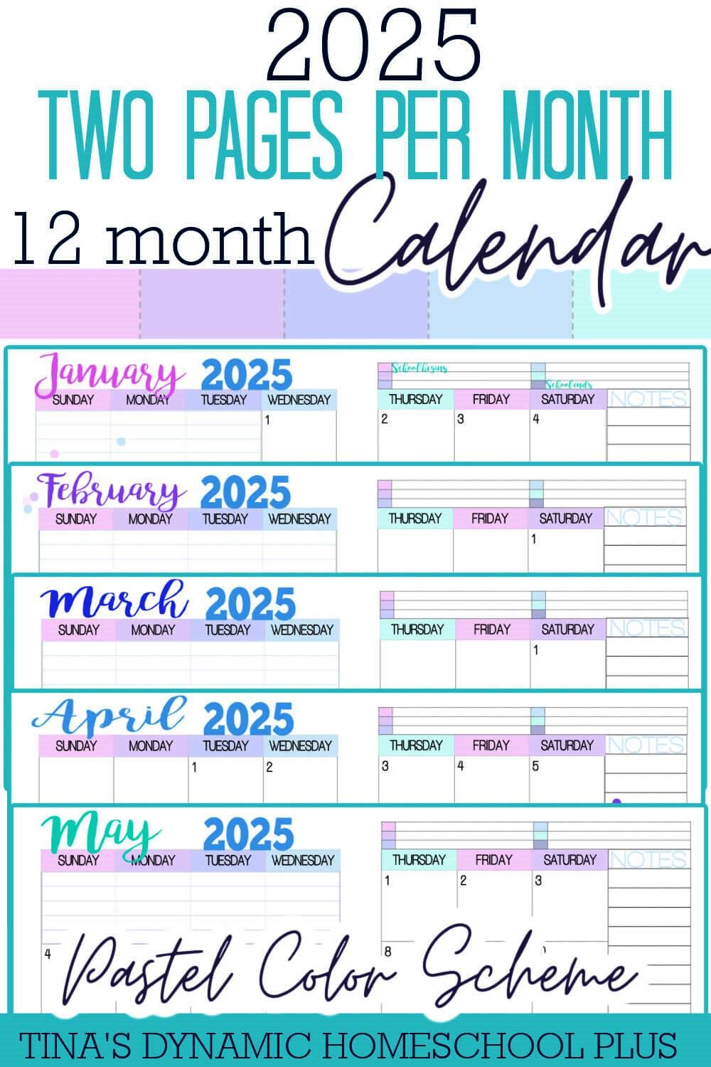 2025 Physical Year 2 Page Monthly Calendar 2025 Physical Year 2 Page Monthly Calendar