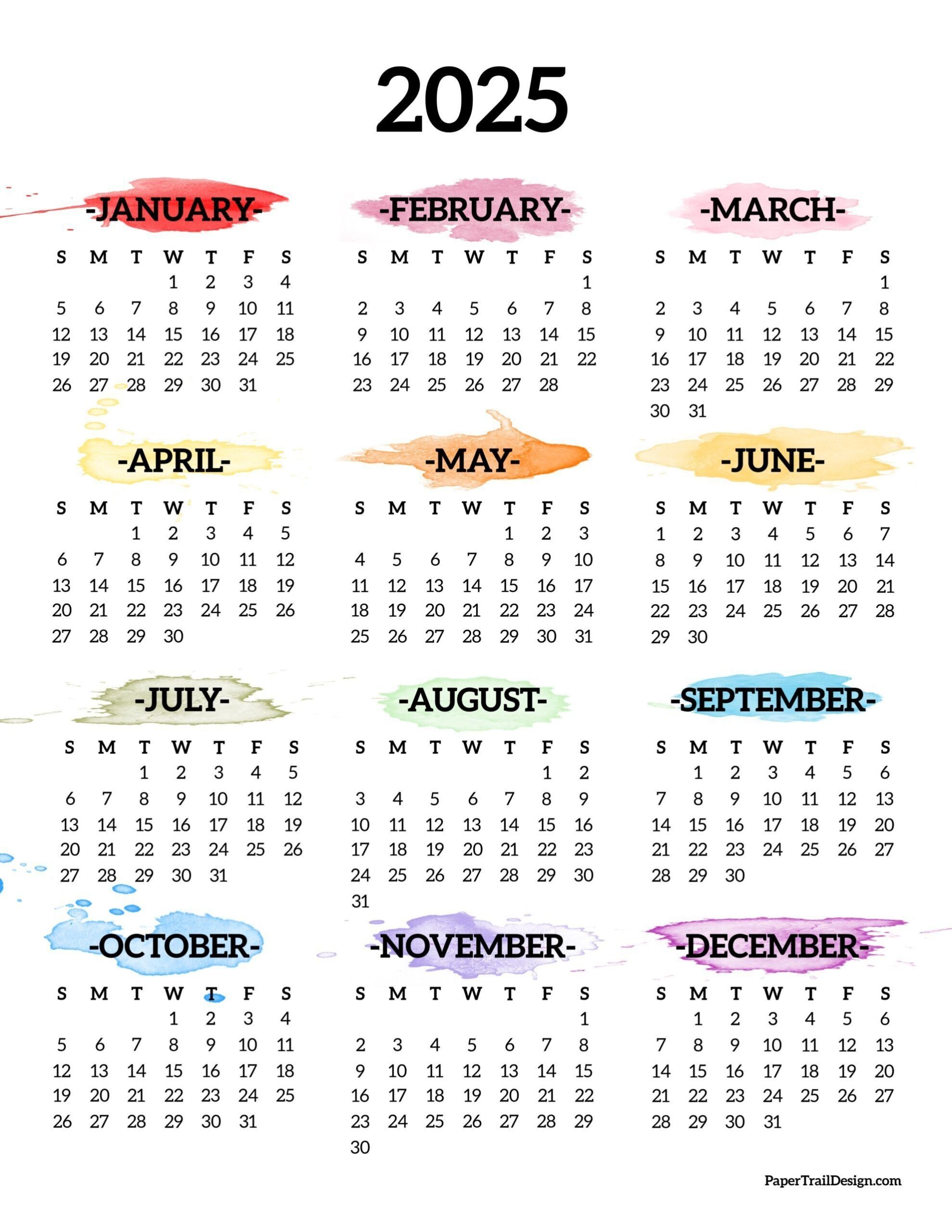 2025 Calendar Printable One Page