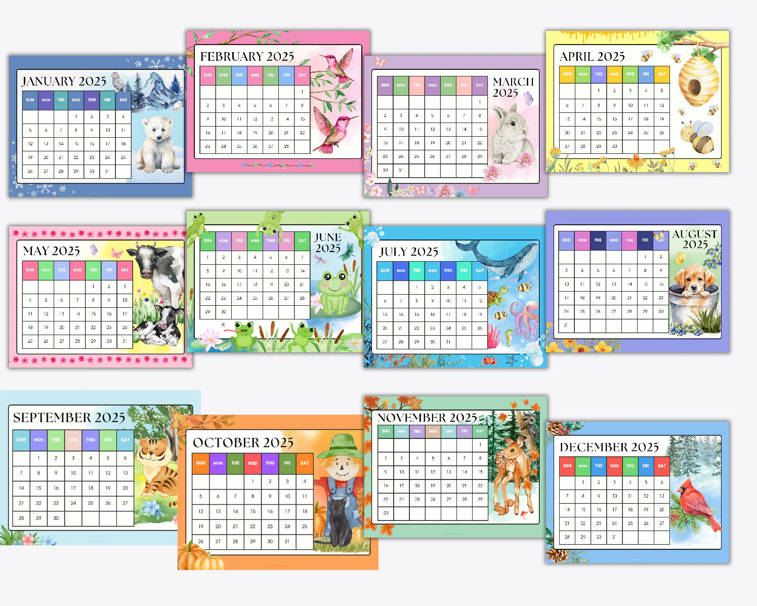 2025 Printable Calendar Pages Cute Kids Calendar Instant Download PDF Animal Theme Etsy 2025 Printable Calendar Pages Cute Kids Calendar Instant Download PDF Animal Theme Etsy