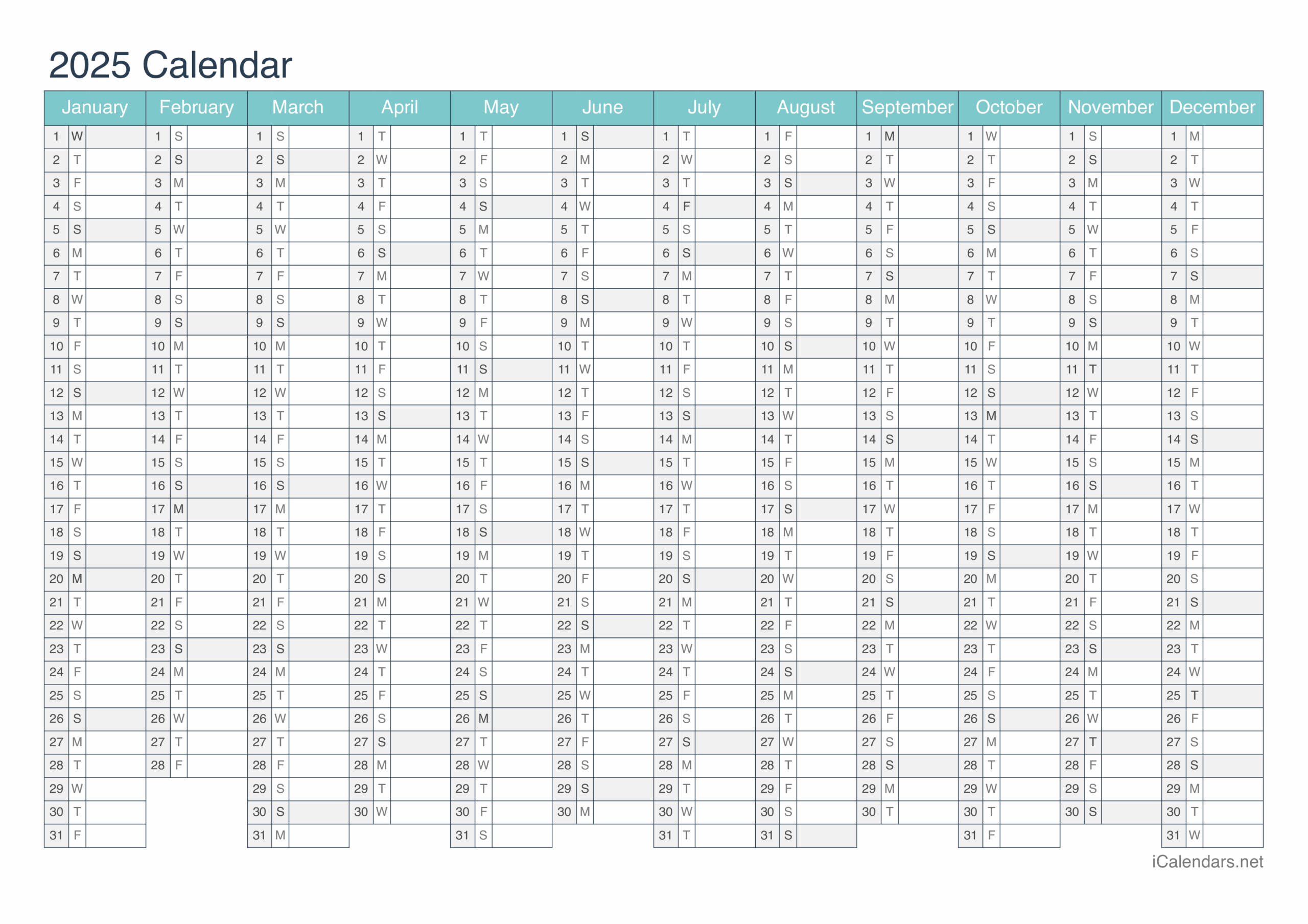 2025 Printable Calendar PDF Or Excel 2025 Printable Calendar PDF Or Excel