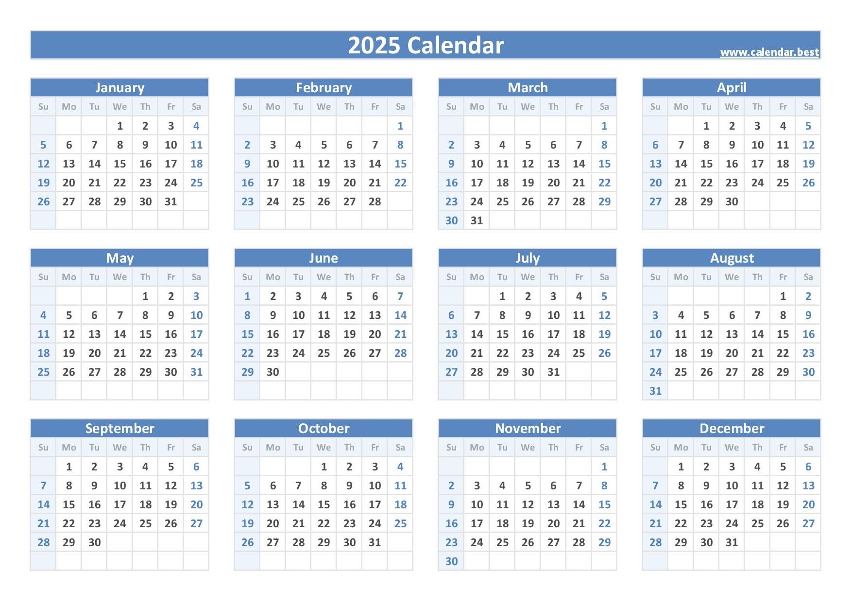2025 Printable Calendar With Week Numbers And Holidays
