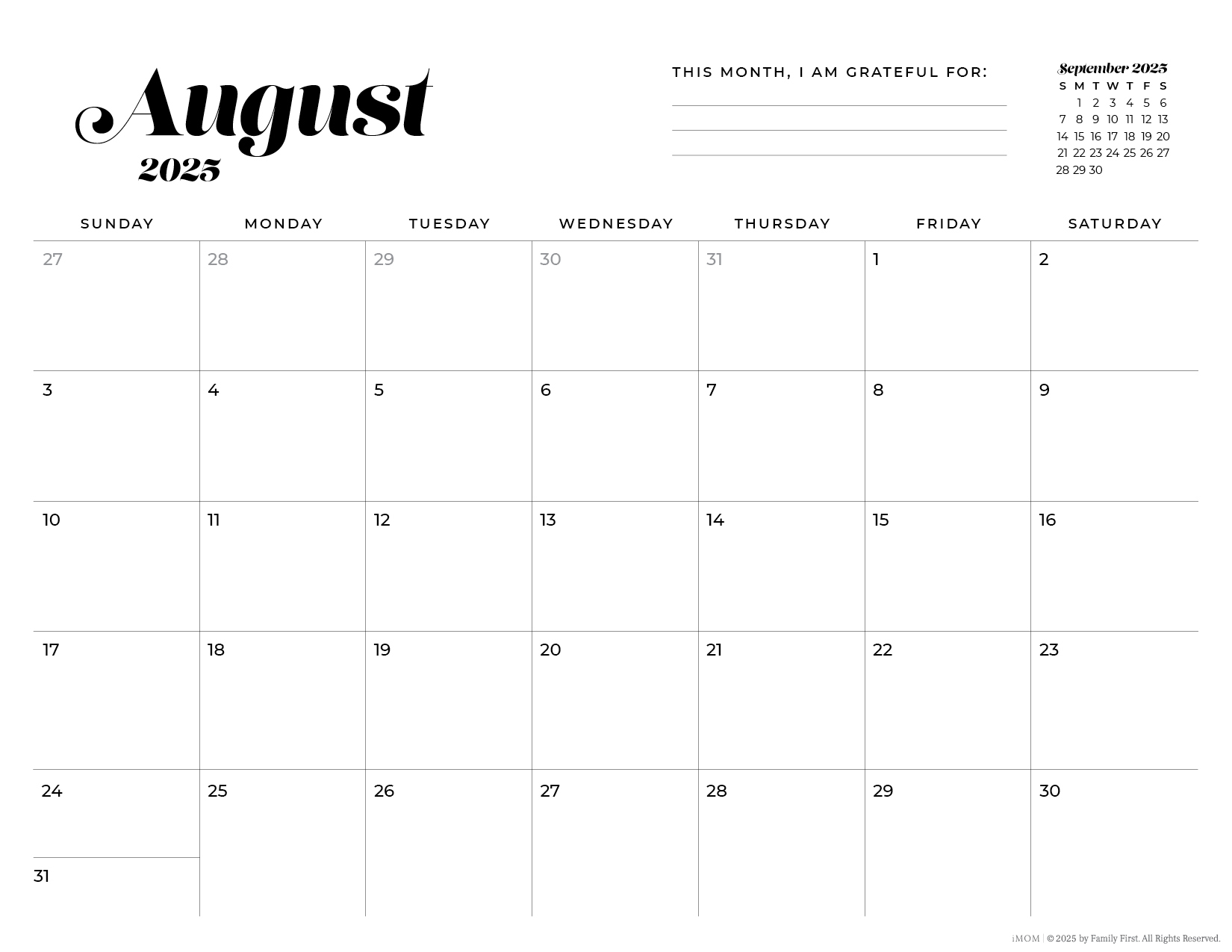 2025 Printable Calendars Free Printable Calendar Designs IMOM