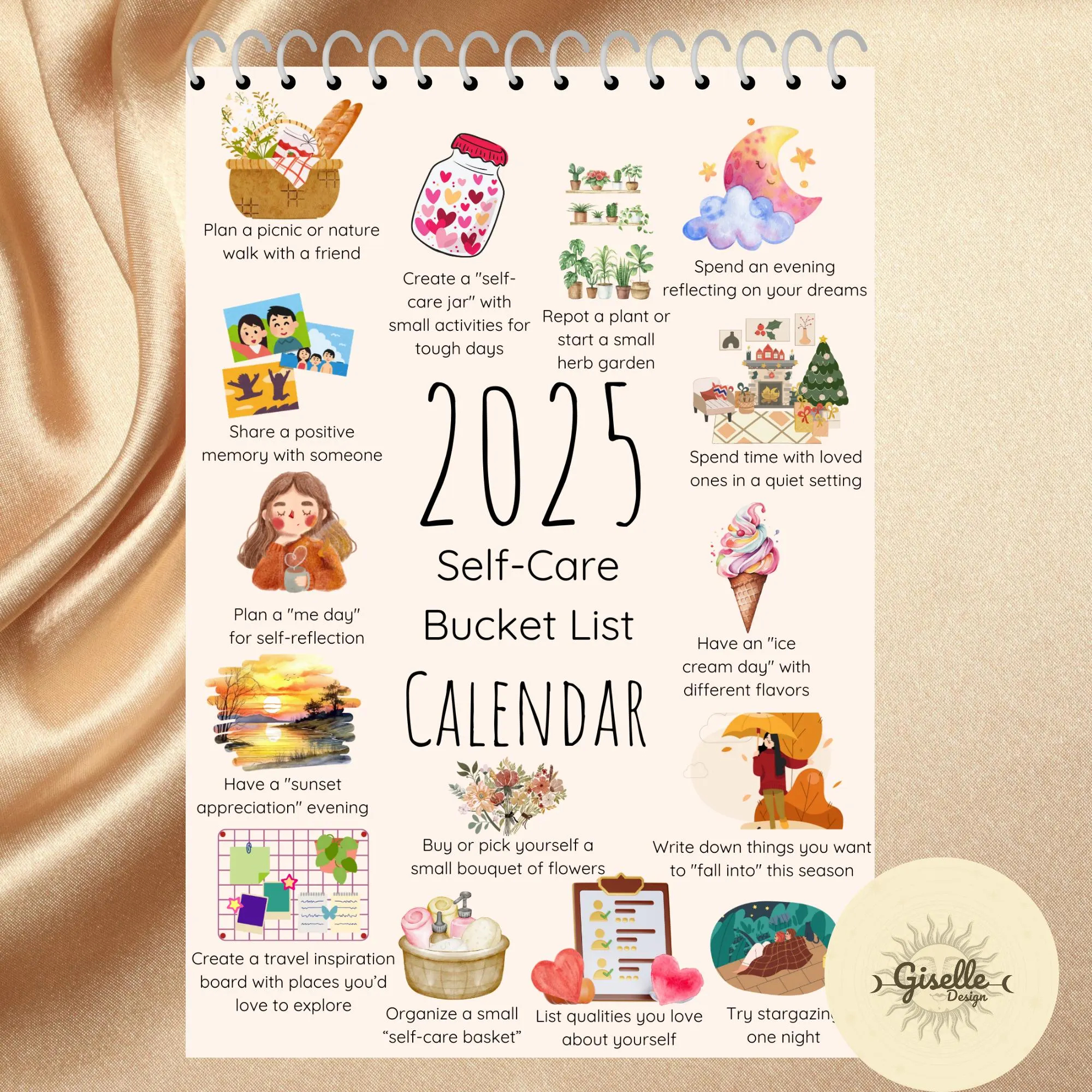 2025 Self care Wall Calendar Printable Mental Wellness Planner With Monthly Themes Activities Etsy