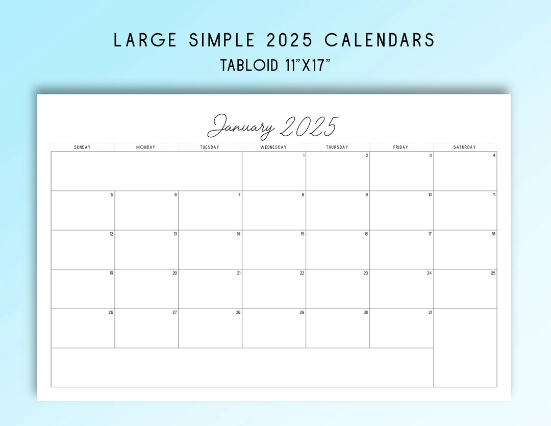 Blank Calendar Free Printable 2025