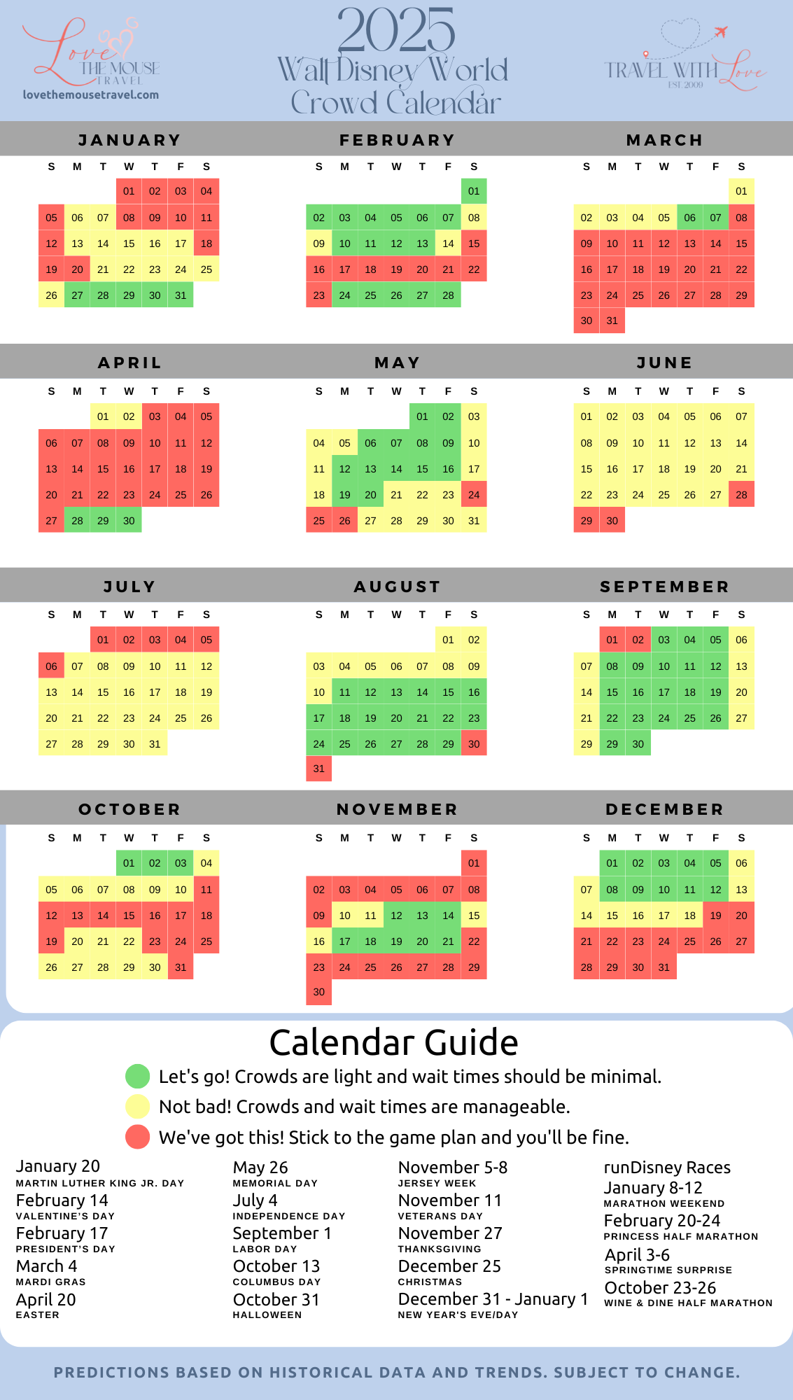 2025 Walt Disney World Crowd Calendar Love The Mouse Travel 2025 Walt Disney World Crowd Calendar Love The Mouse Travel