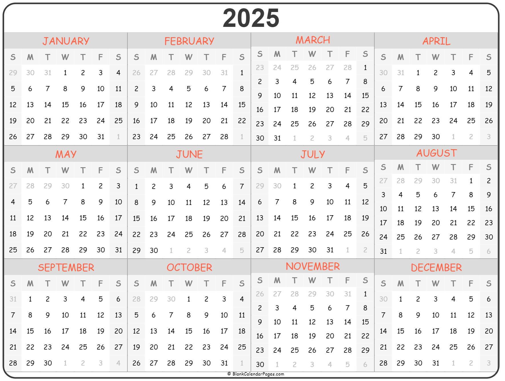 Free 2025 Printable Calendar One Page Portrait