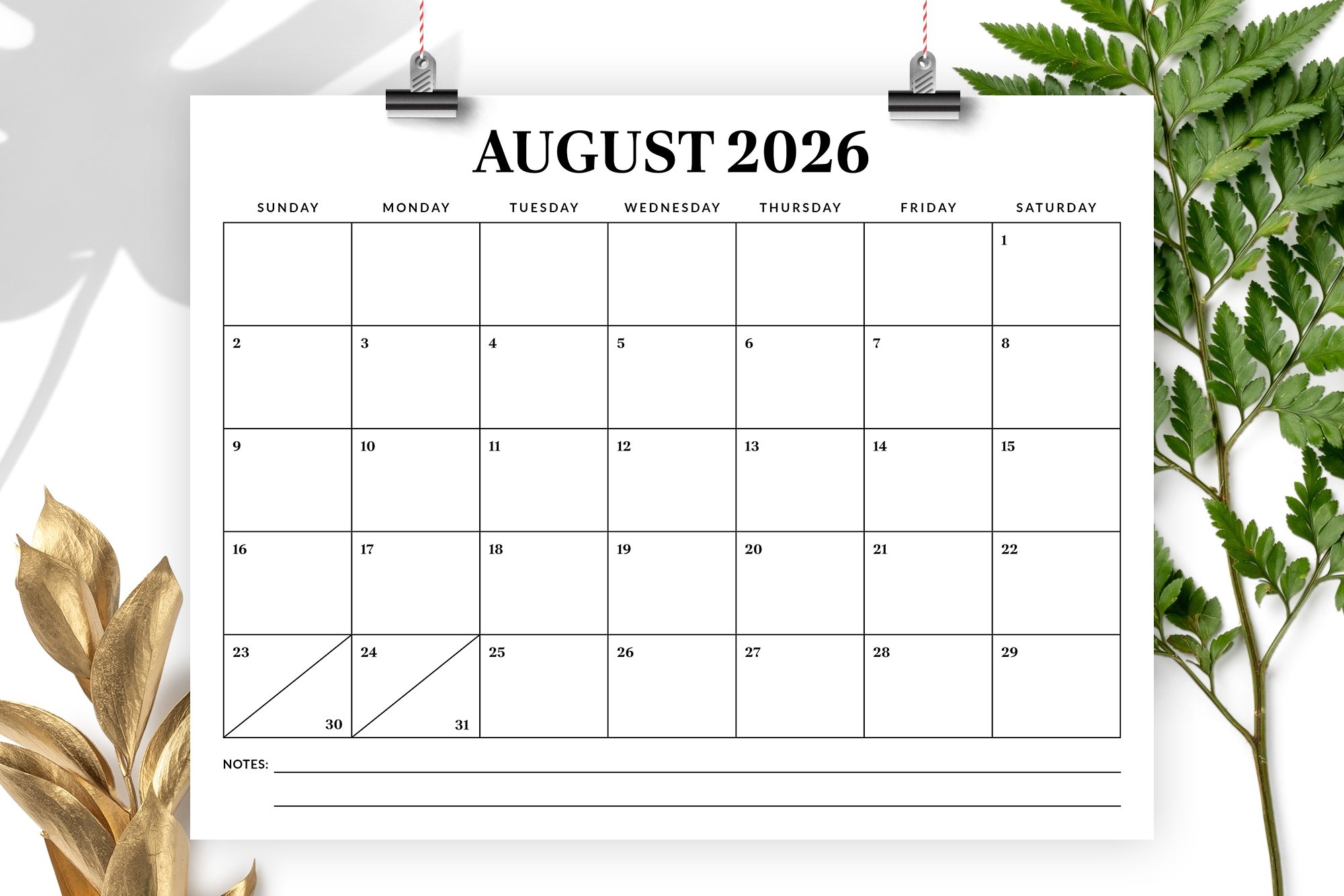 2026 8 5 X 11 Inch Calendar Template 2553822 