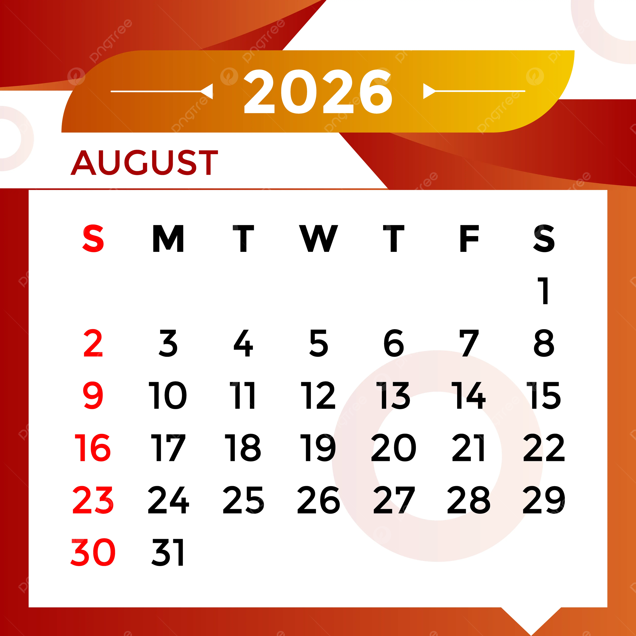 2026 August Month Calendar Vector Template Download On Pngtree 2026 August Month Calendar Vector Template Download On Pngtree