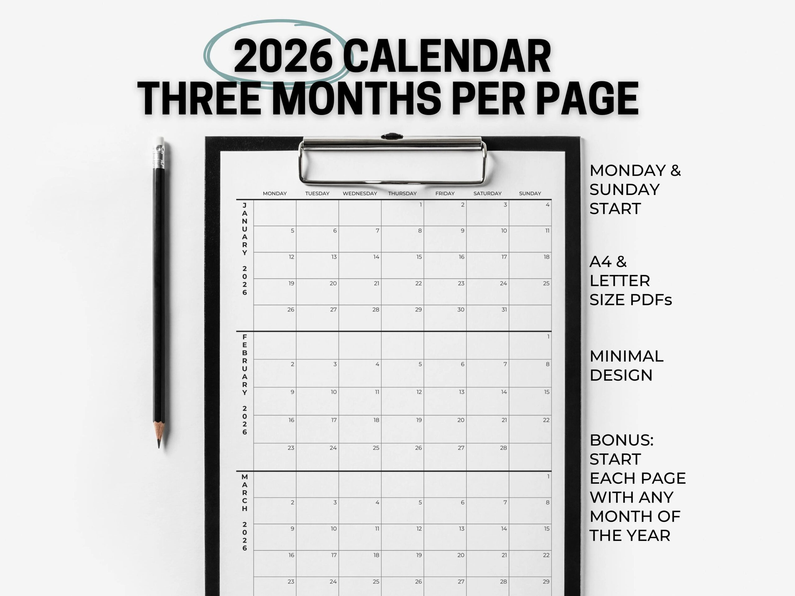 Printable Blank Calendar 3 Month