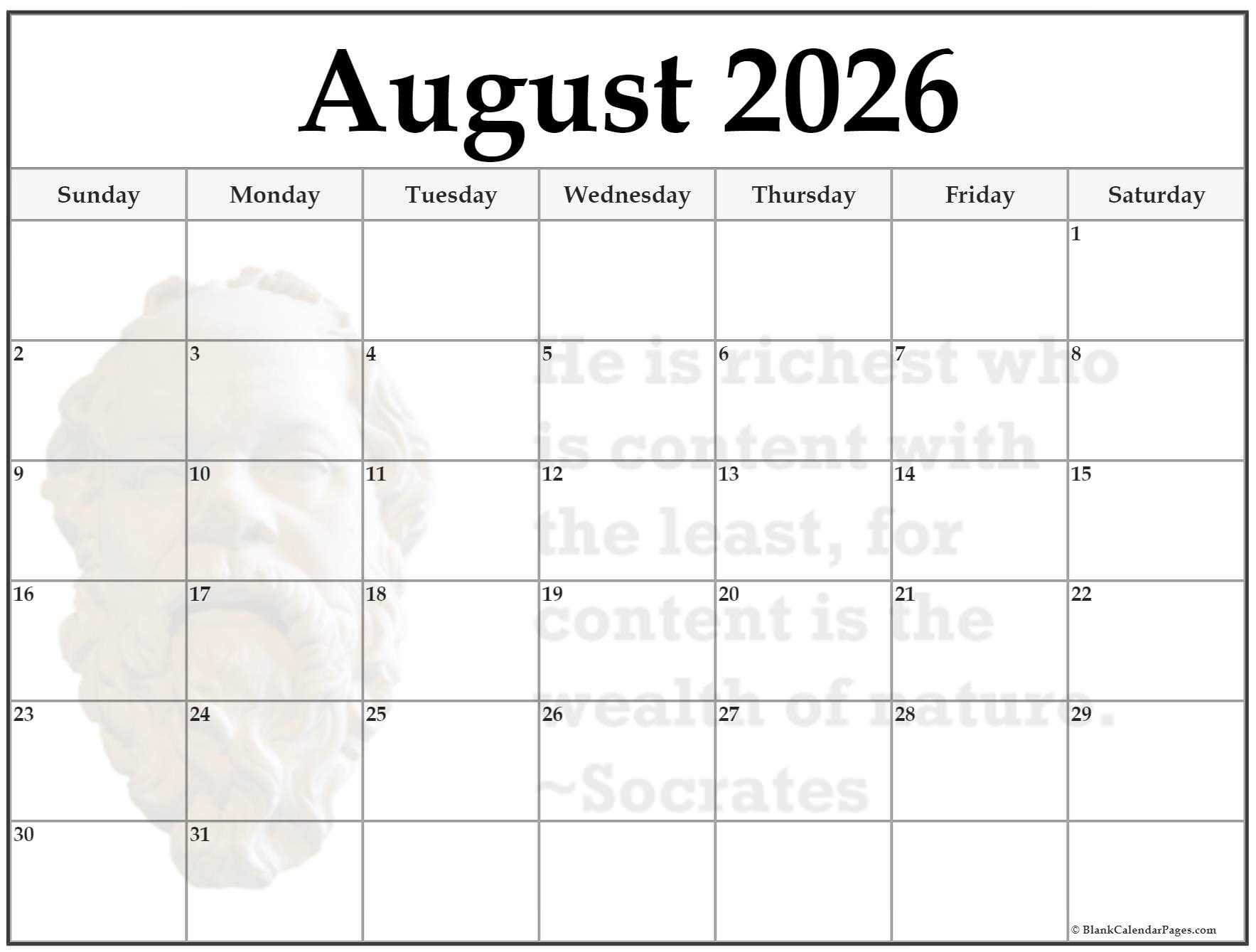 24 August 2026 Quote Calendars