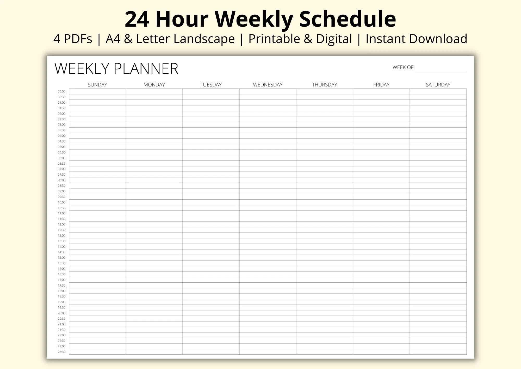 Printable Weekly Calendar By The Hour