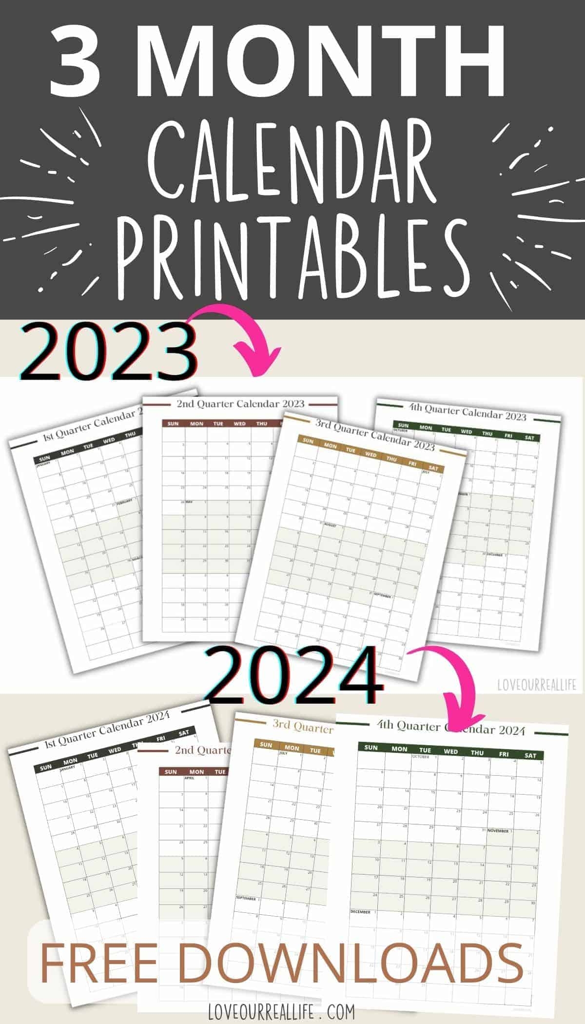 3 Month Calendar Printable 3 Month Calendar Printable