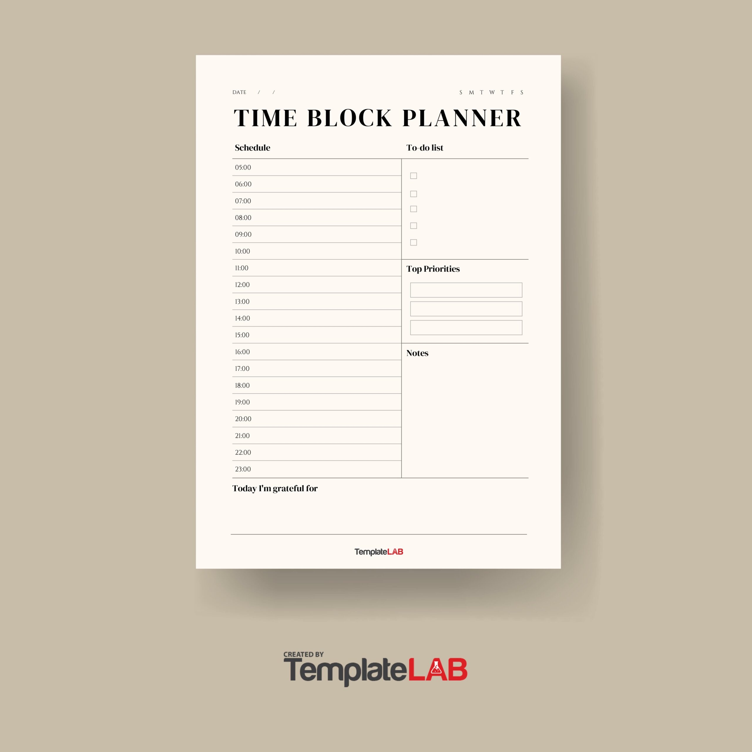 Printable Time Block Calendar