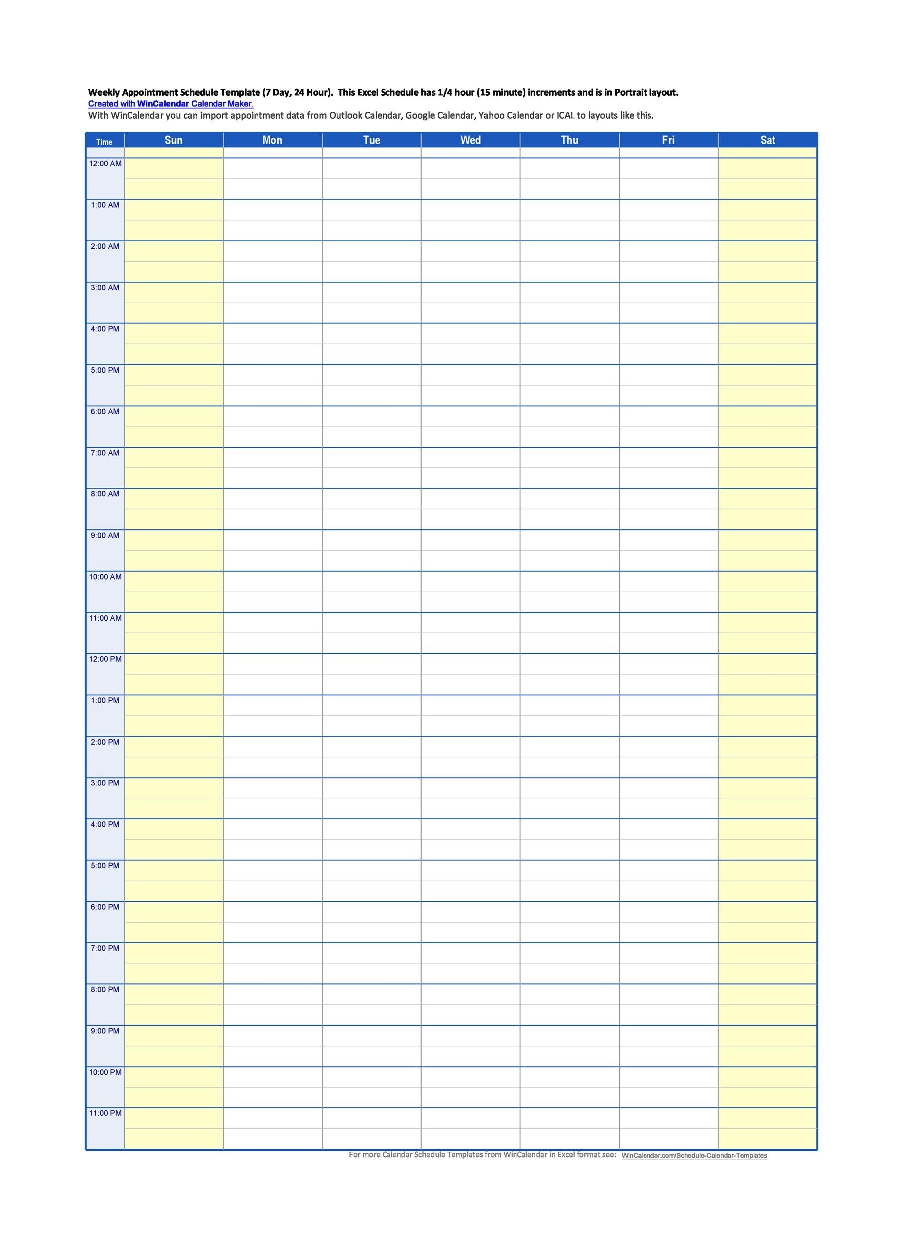 Weekly Printable Appointment Calendar