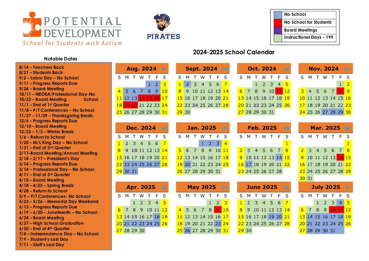 Academic Calendar Potential Development