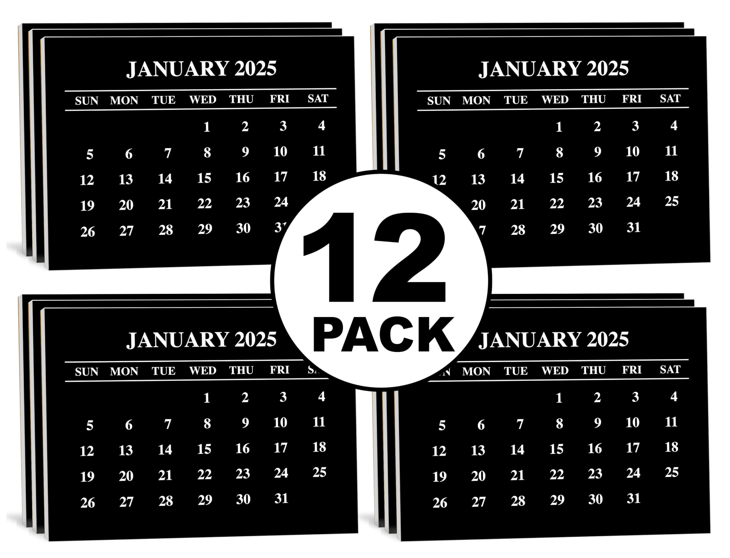 Amazon 2025 Mini Calendars 12 Pack Tear Off Calendars For Scrapbooking Crafts Manual Projects 2 25 X 3 Inches Refill Pads For Friends And Family Black Office Products