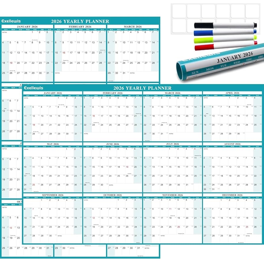 Amazon 32 X 48 Exellewis 2026 Wall Calendar Erasable Wet Dry Erase Large Laminated Annual Yearly Planner 12 Month Horizontal Vertical Calendar January To December For Easy Planning Organizing Office Products Amazon 32 X 48 Exellewis 2026 Wall Calendar Erasable Wet Dry Erase Large Laminated Annual Yearly Planner 12 Month Horizontal Vertical Calendar January To December For Easy Planning Organizing Office Products