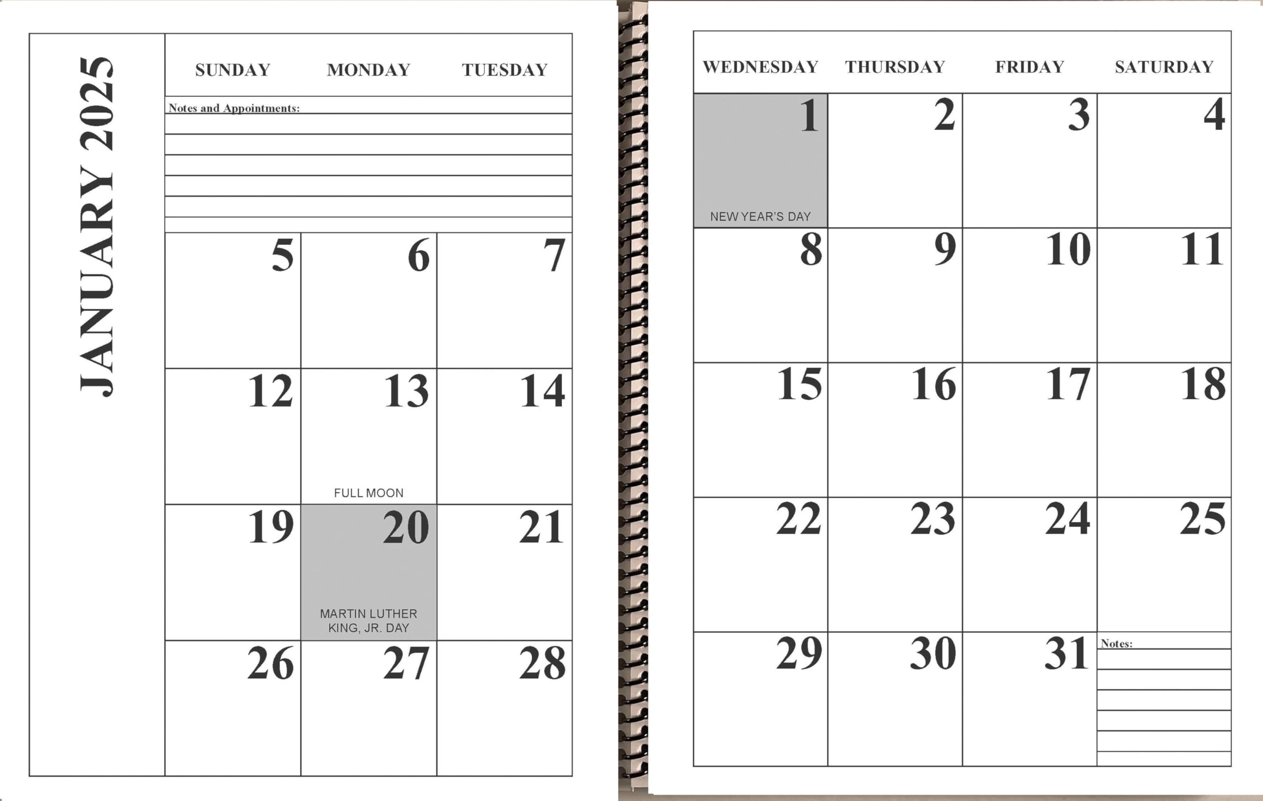 Amazon Jumbo Large Print Desktop Calendar 2025 Heavy Weight Paper Tough Calendar 17 X 11 Opened Up Or Closed It Is 11 X 8 5 13 months January 2025