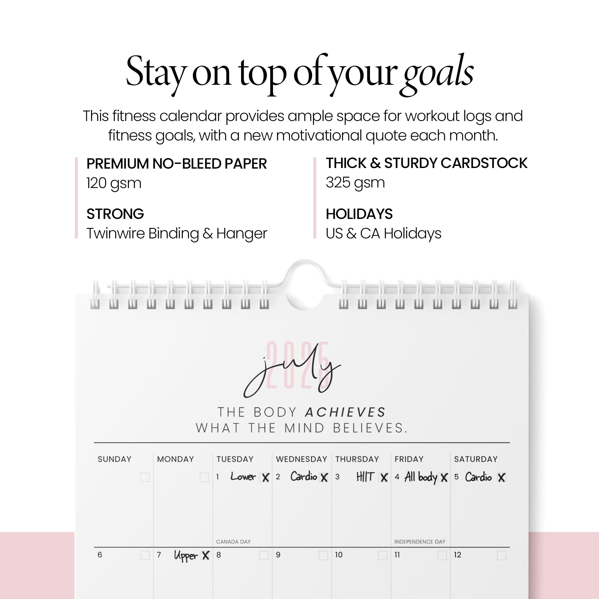 Amazon Karto Fitness Motivation Wall Calendar 2025 17x11 Inch Runs Until June 2026 Boost Your Productivity And Easy Planning With The Aesthetic Motivational Calendar Fitness Pink Office Products
