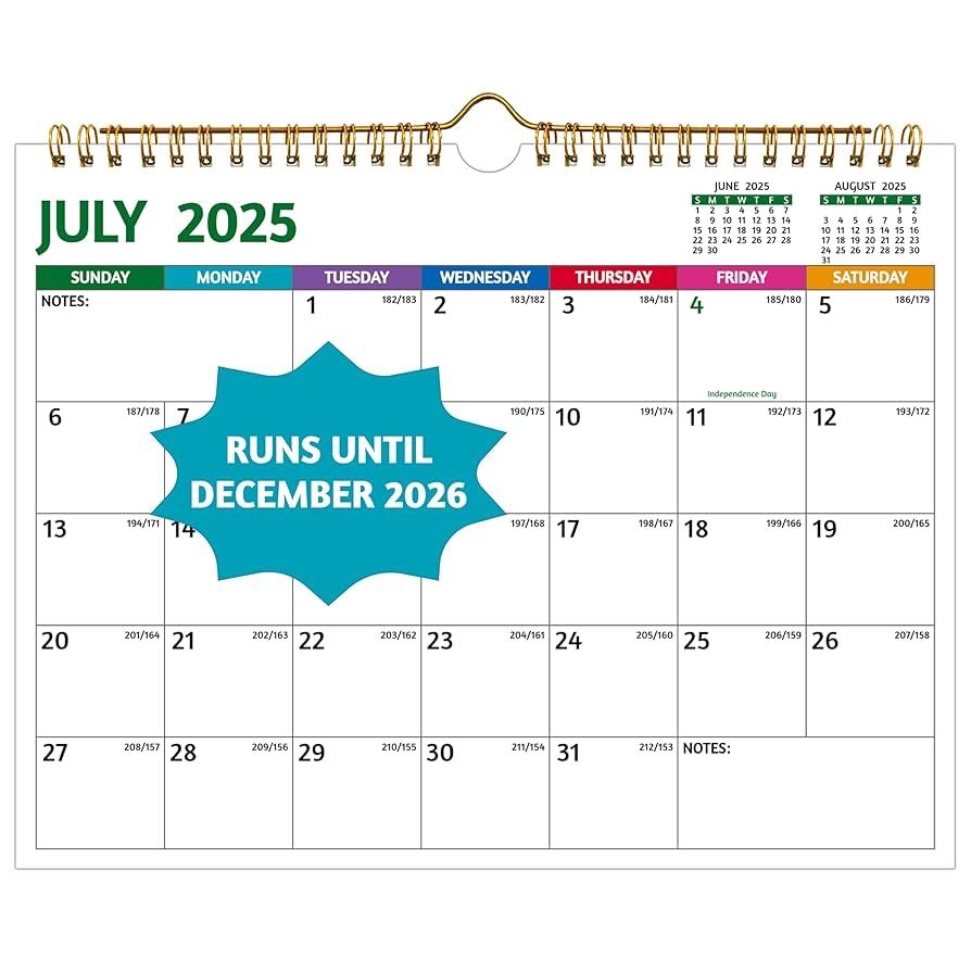 Amazon Wall Calendar 2025 2026 Apr 2025 Dec 2026 21 Months Calendar 11 X 8 5 In Small Monthly Calendar 2025 2026 Wall With Thick Paper Holidays Julian Dates Notes Colorful Design Office Products
