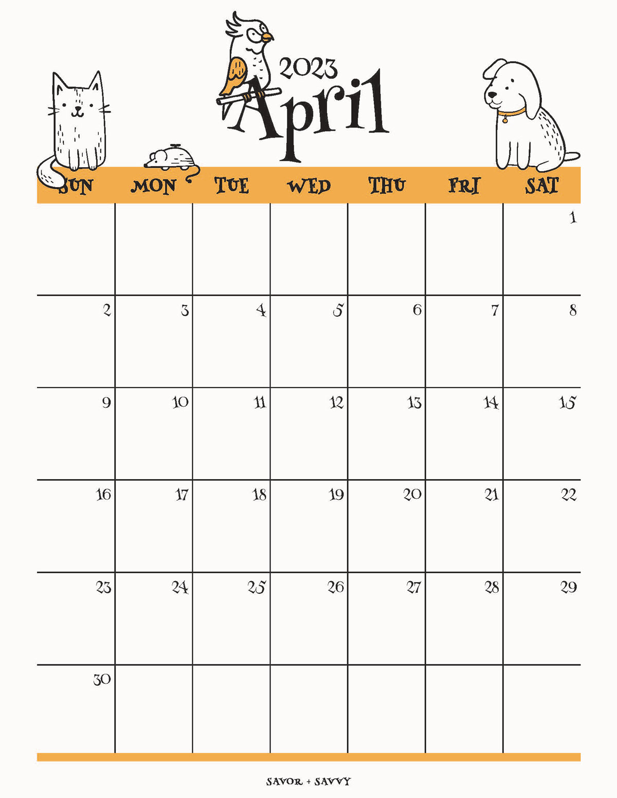 April Free Printable Calendar