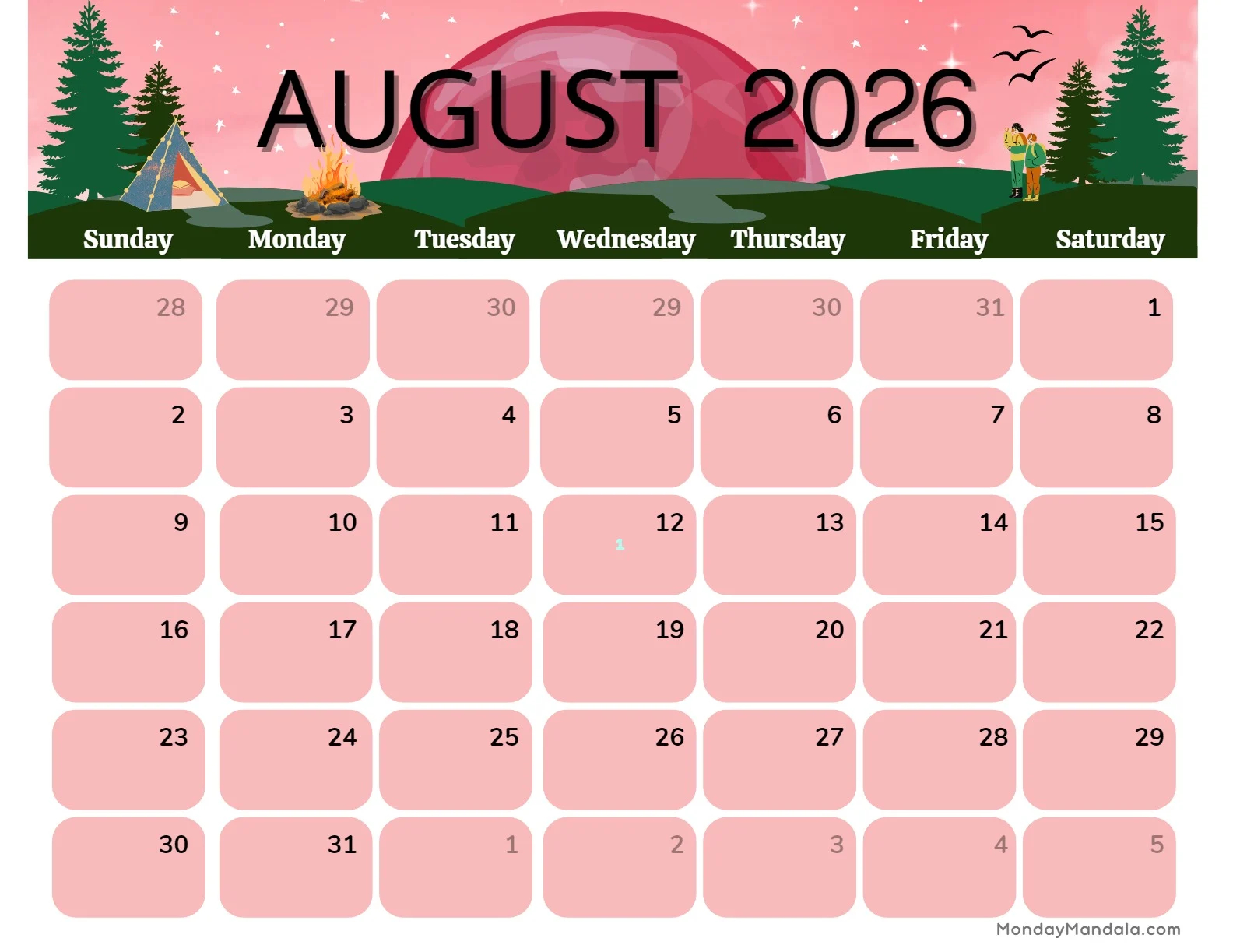 August 2026 Calendars 52 Free PDF Printables 