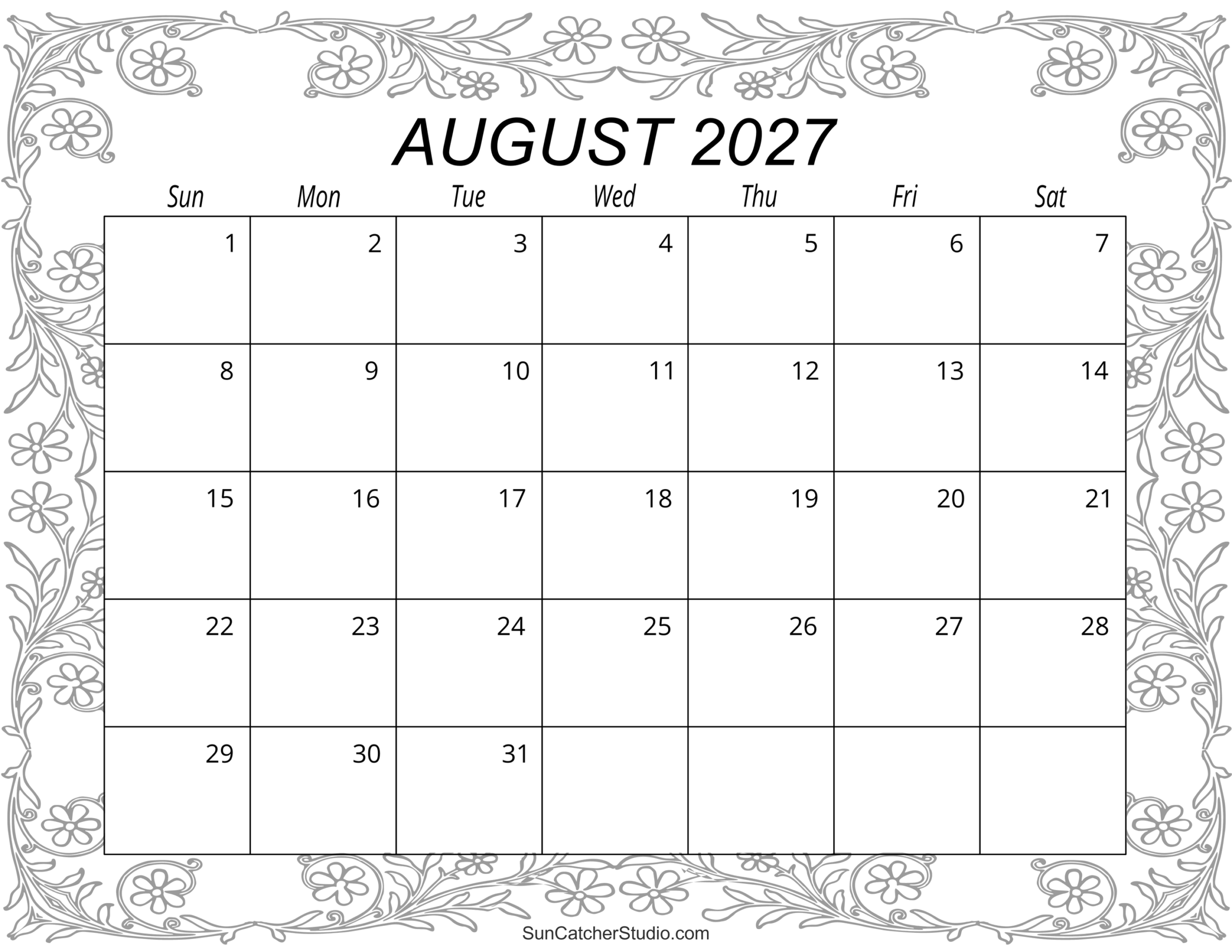 August 2027 Calendar Free Printable Free Printables Monograms Design Tools Patterns DIY Projects August 2027 Calendar Free Printable Free Printables Monograms Design Tools Patterns DIY Projects