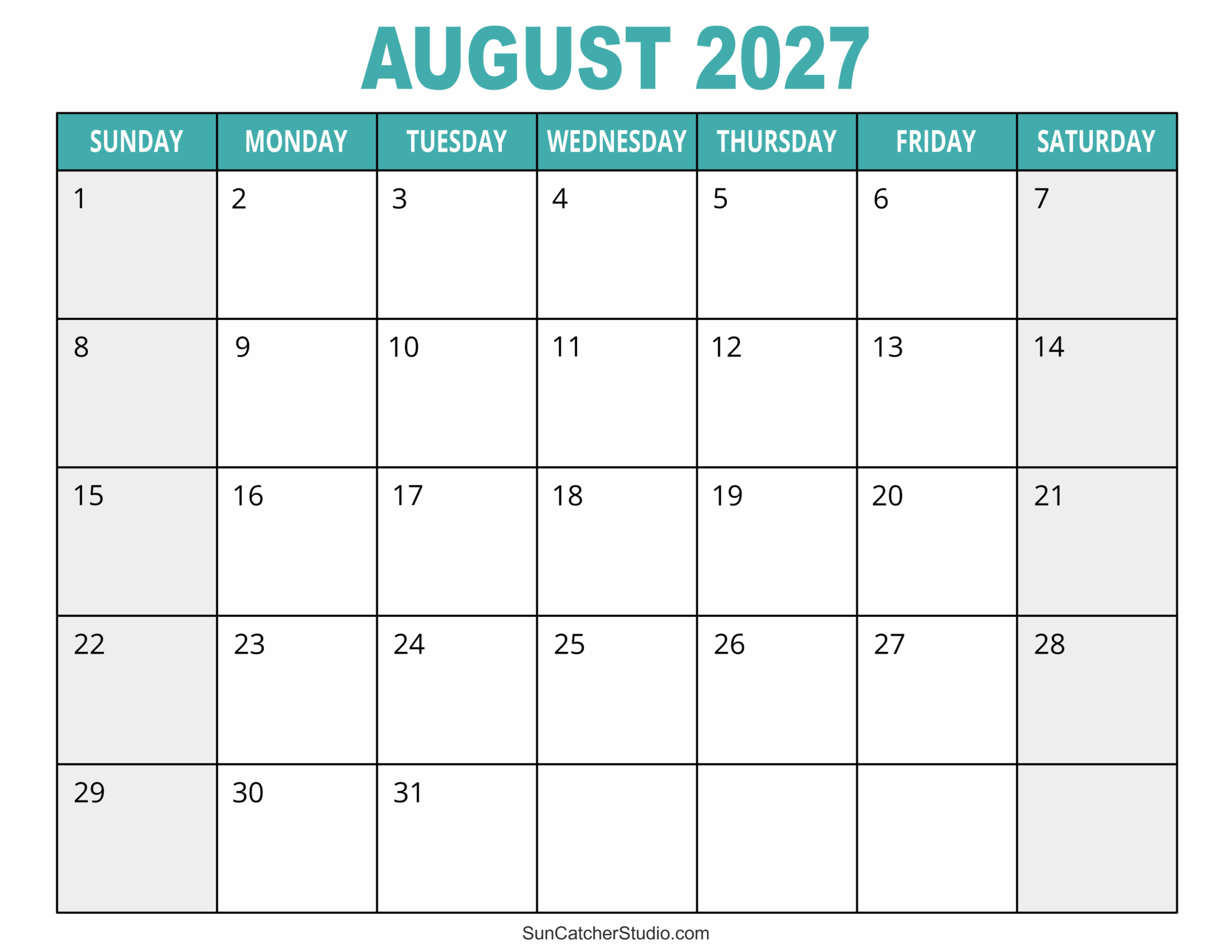 August 2027 Calendar Free Printable Free Printables Monograms Design Tools Patterns DIY Projects