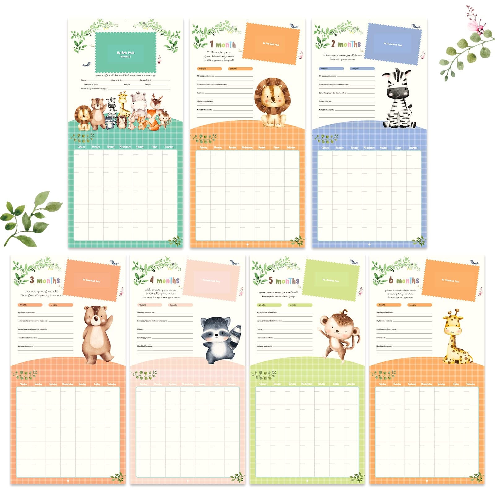 Baby First Year Calendar With Stickers Baby Memory Book BLUE Baby s First Year Keepsake