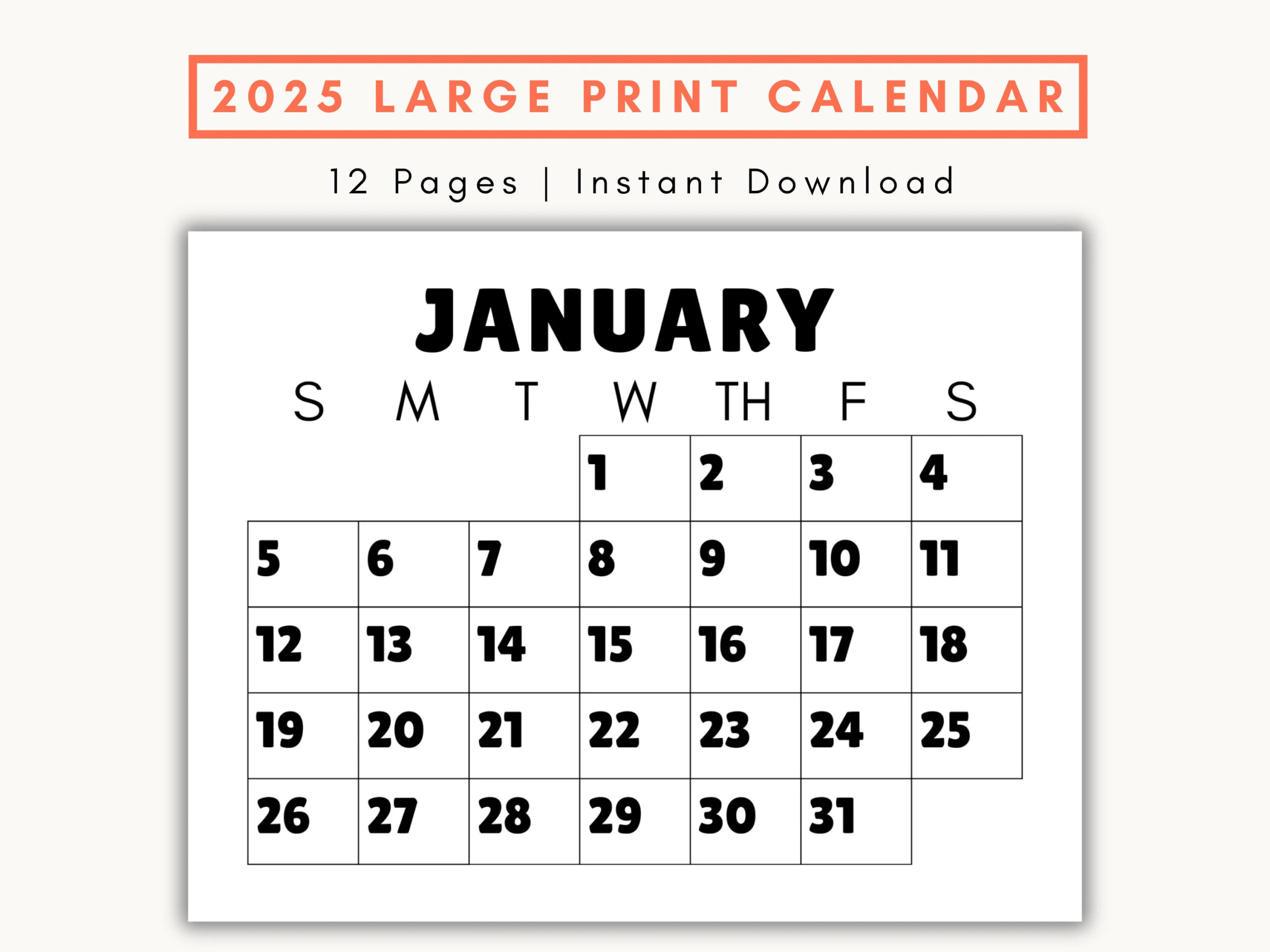 Big Size Calendar Etsy