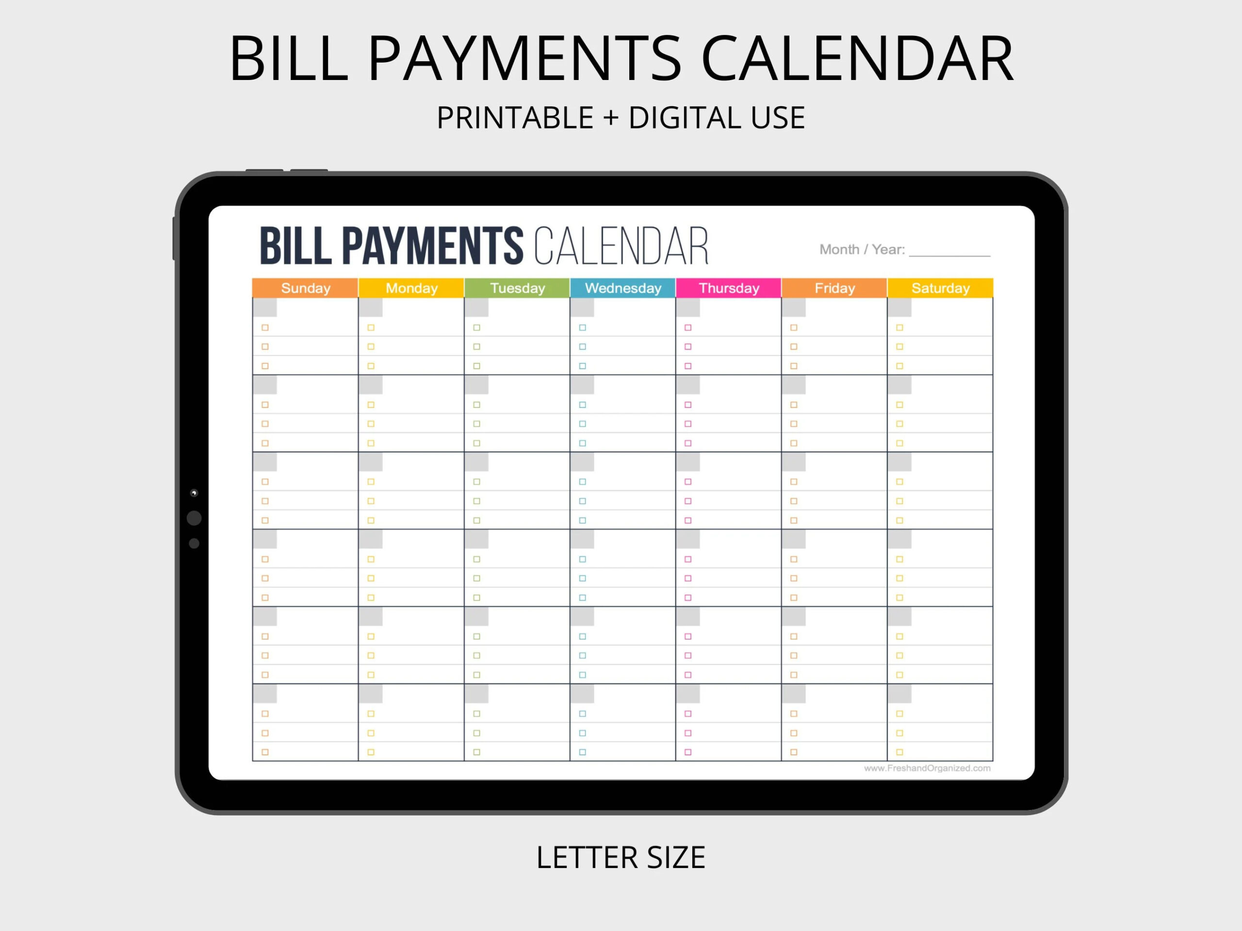 Bill Payments Calendar Personal Finance Organizing Printables Financial Binder Bill Tracker Digital Planner Fillable PDF Expenses Etsy