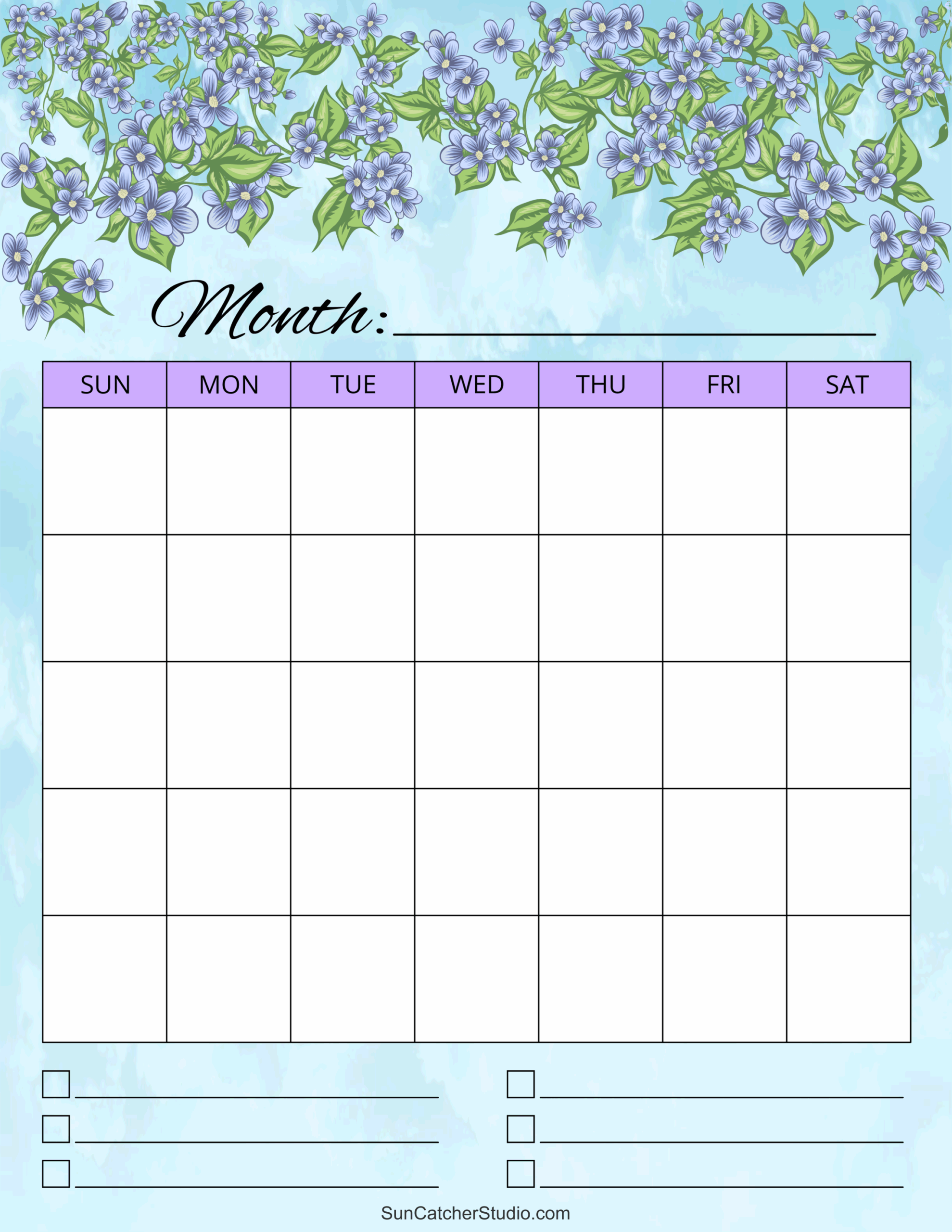 Blank Calendar Templates Monthly Weekly Free Printables Monograms Design Tools Patterns DIY Projects