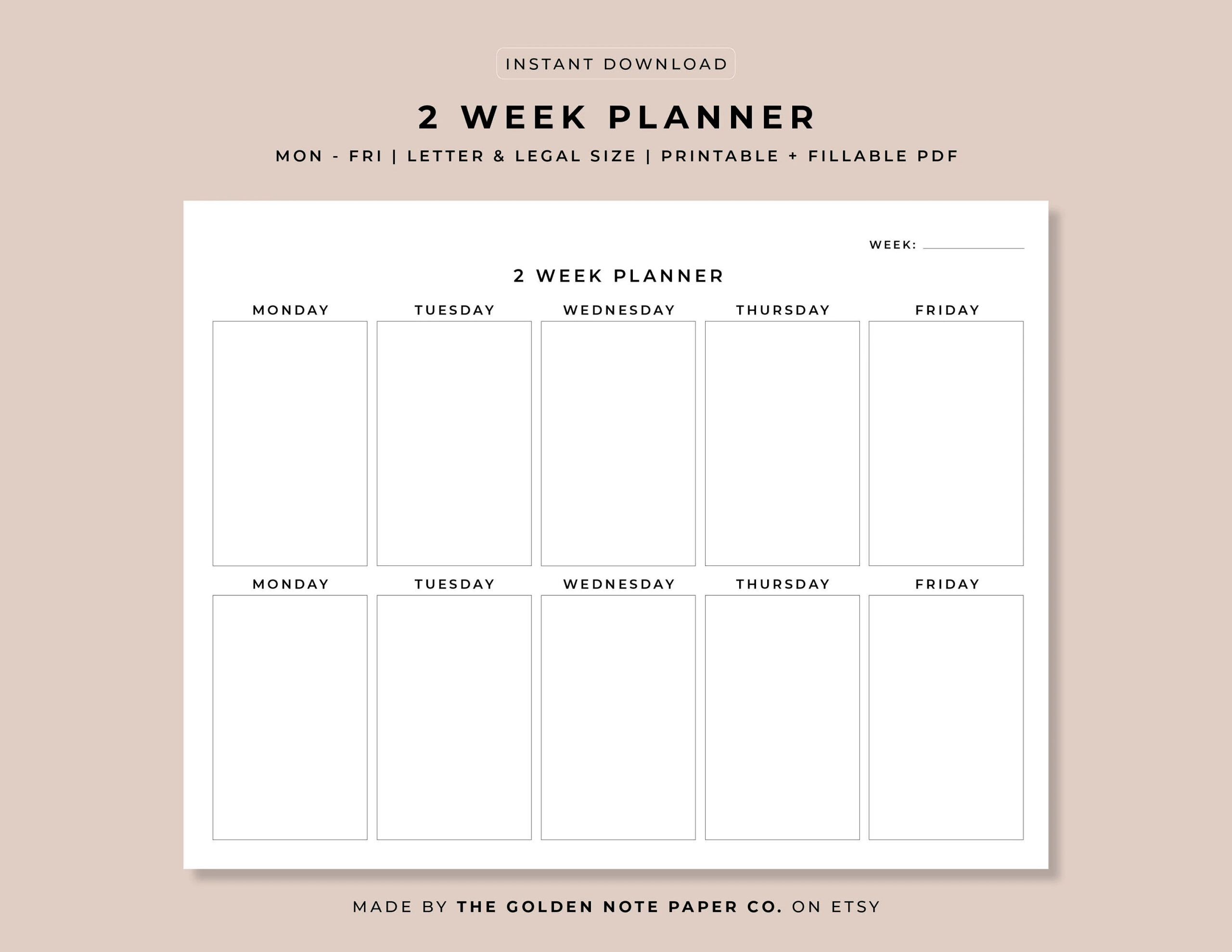 2 Week Calendar Printable Free