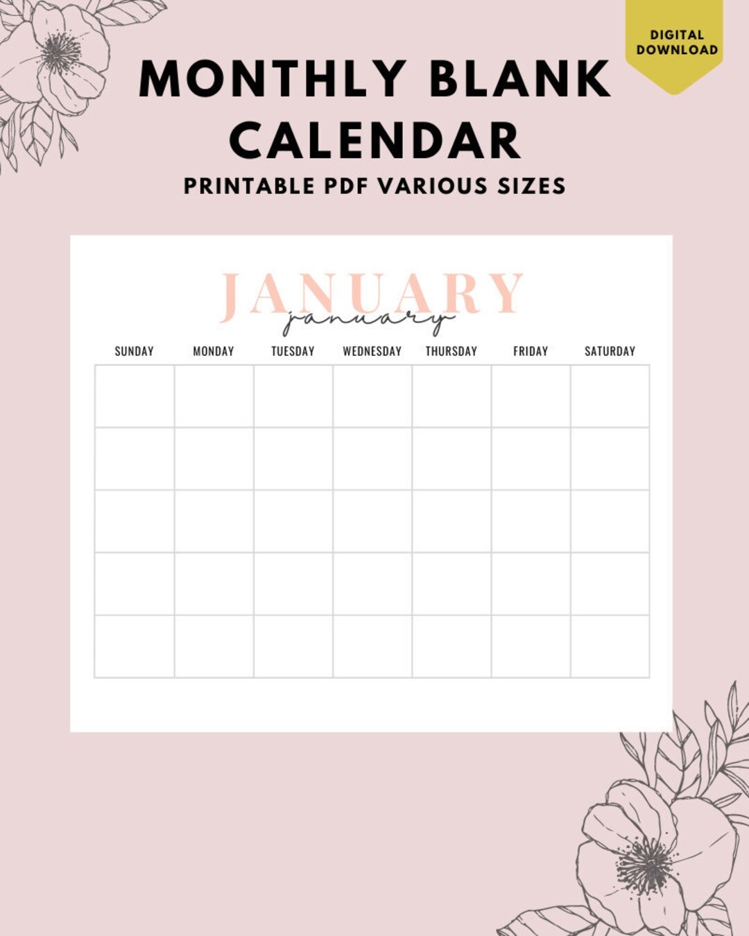 Printable Blank January Calendar