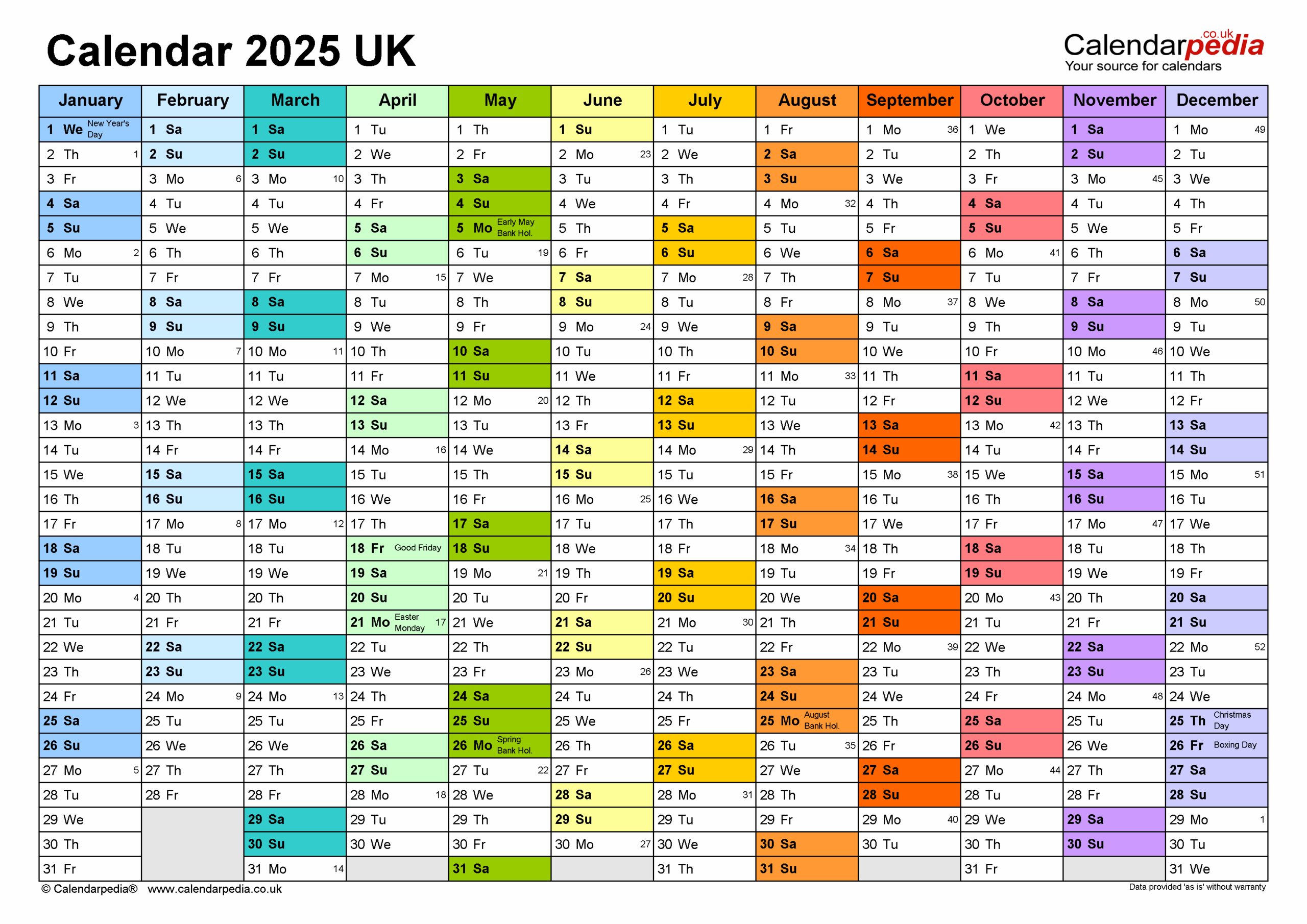 Printable Yearly Calendars Free 2025