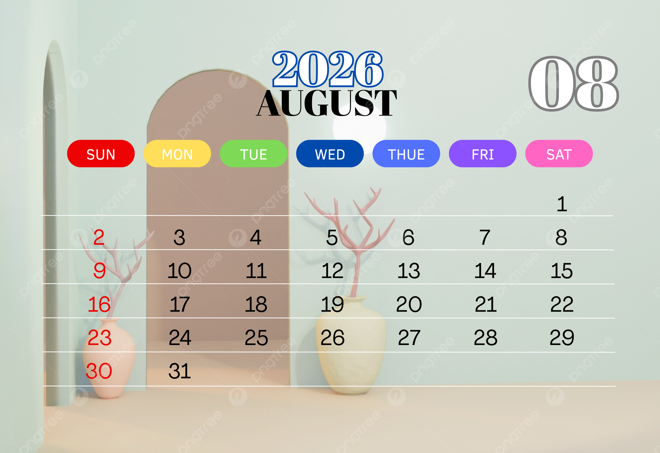 Calendar 2026 August Printable Calendar 2026 August Printable