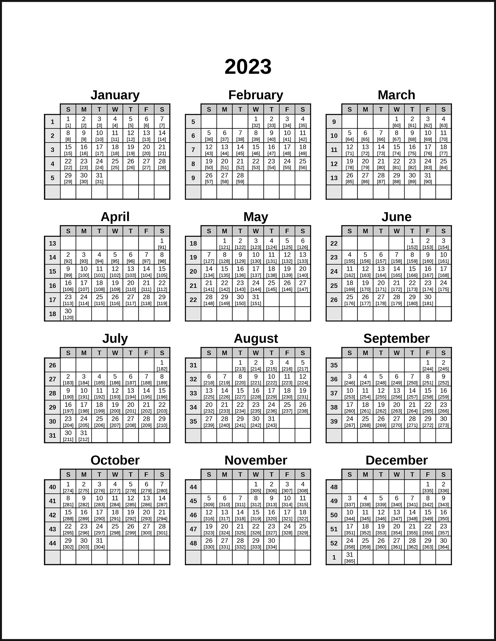 CalendarsThatWork Julian Week Of The Year CalendarsThatWork Julian Week Of The Year