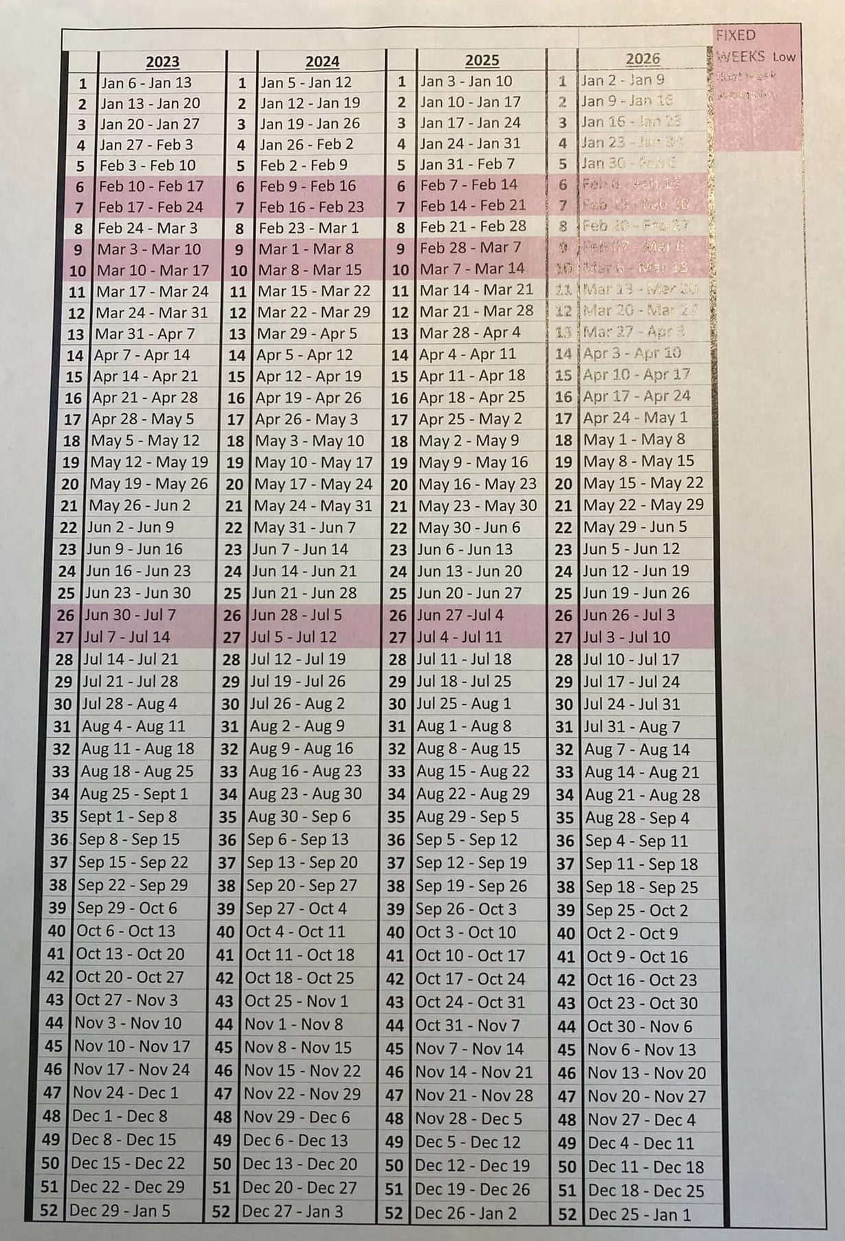 Printable Depo Calendar