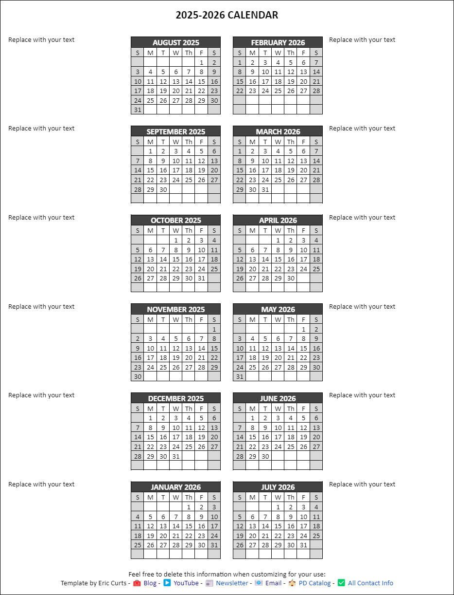 Printable Calendar 2025-26