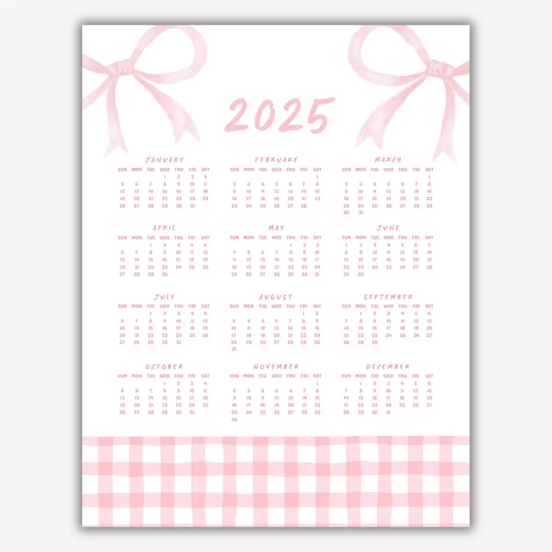2025 Cute Calendar Printable
