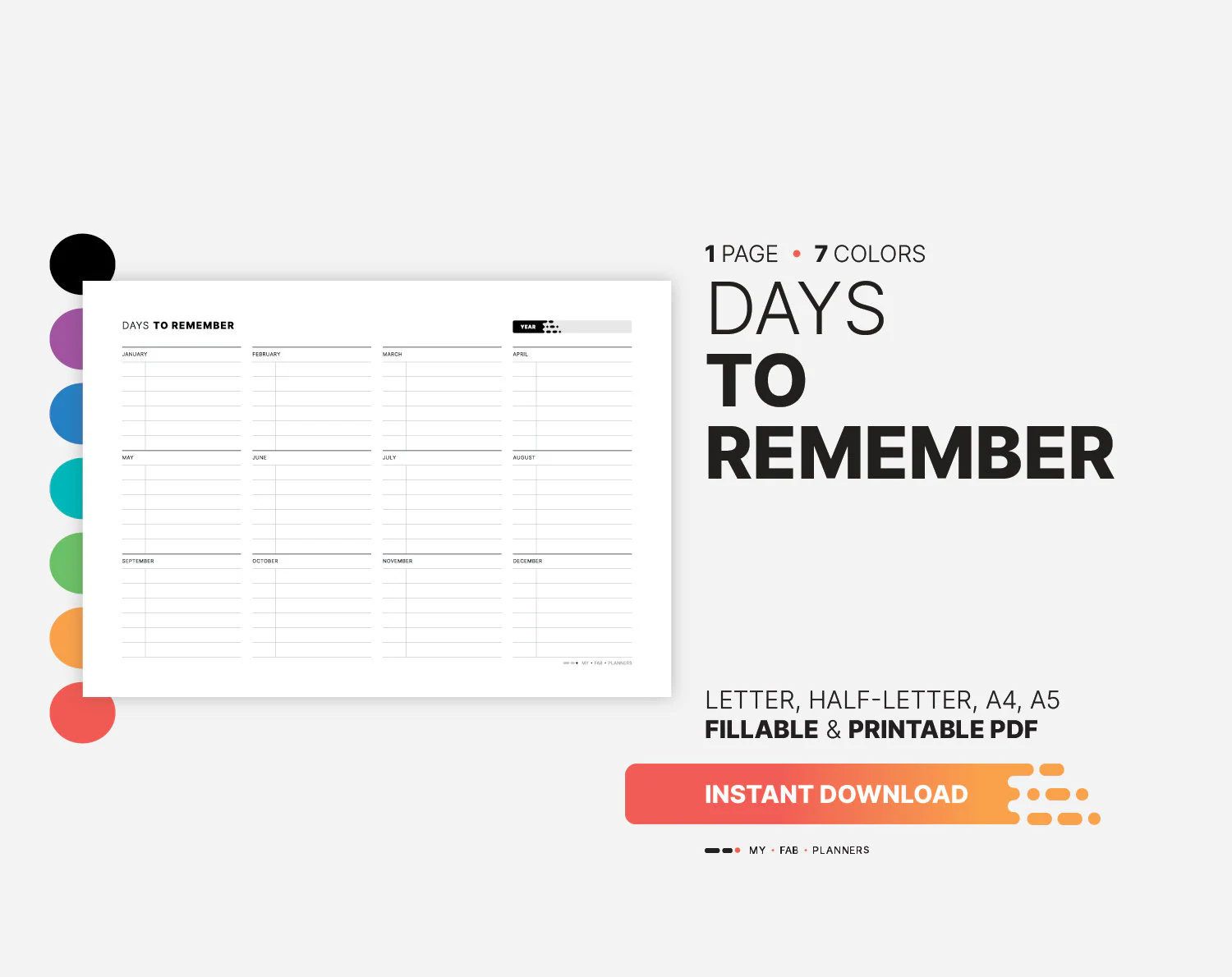 Dates To Remember Calendar Etsy