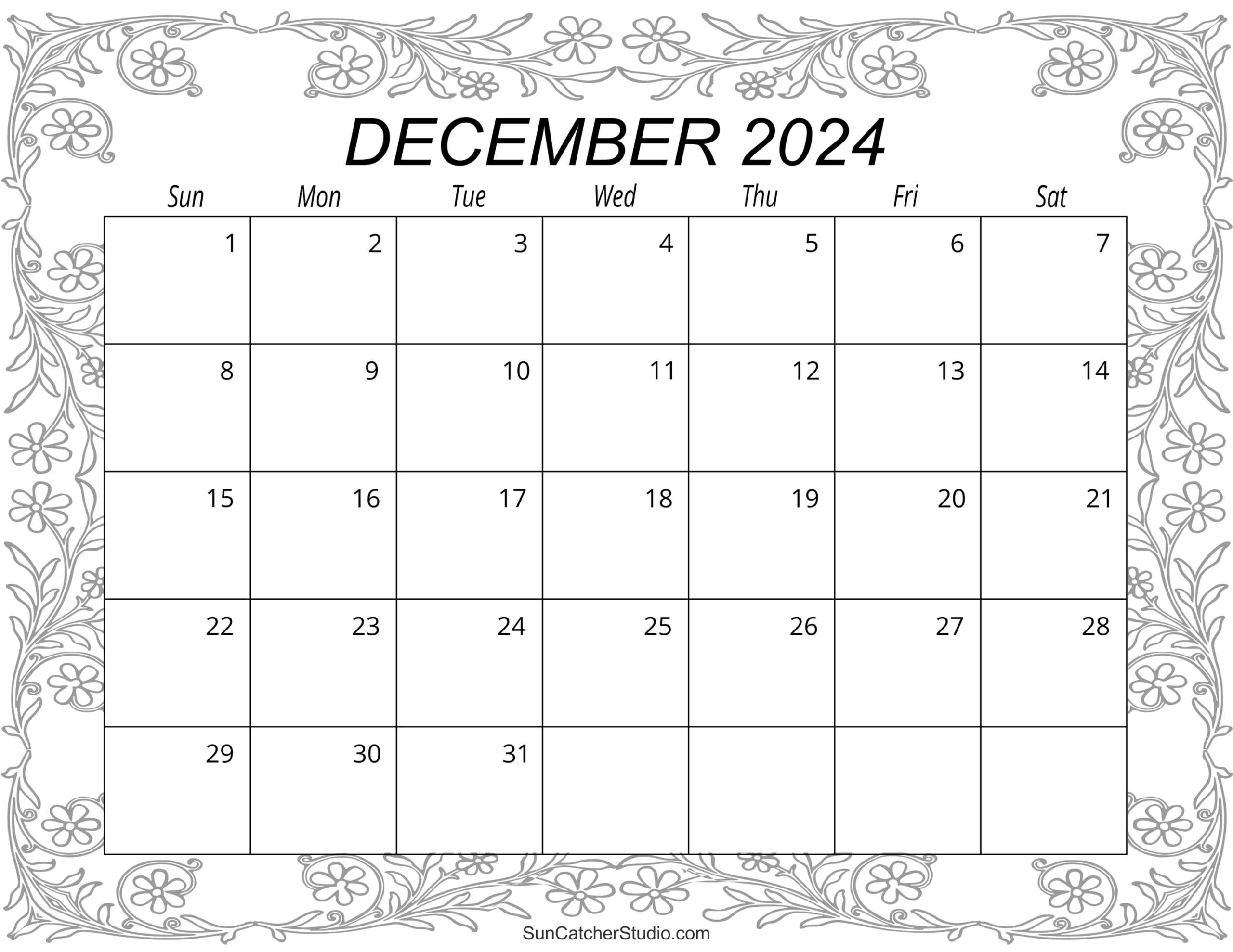December 2024 Calendar Free Printable Free Printables Monograms Design Tools Patterns DIY Projects