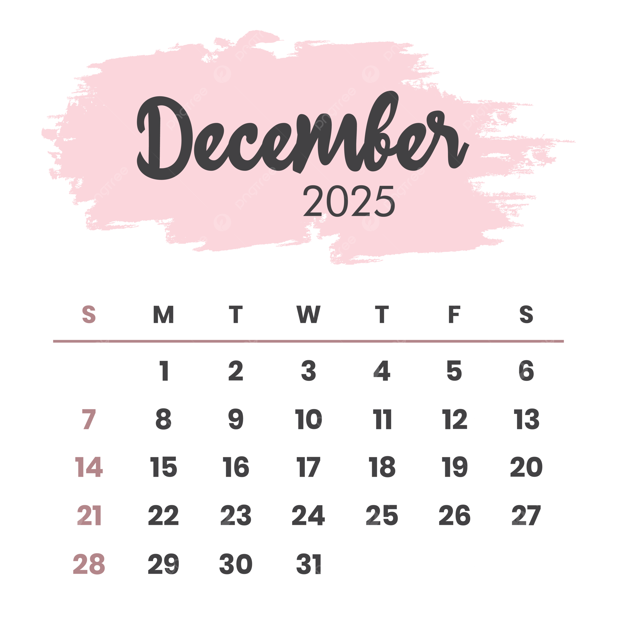 December 2025 Calendar Layout Printable Overlay Organize Task Or Event Vector December 2025 December 2025 Calendar 2025 Calendar PNG And Vector With Transparent Background For Free Download