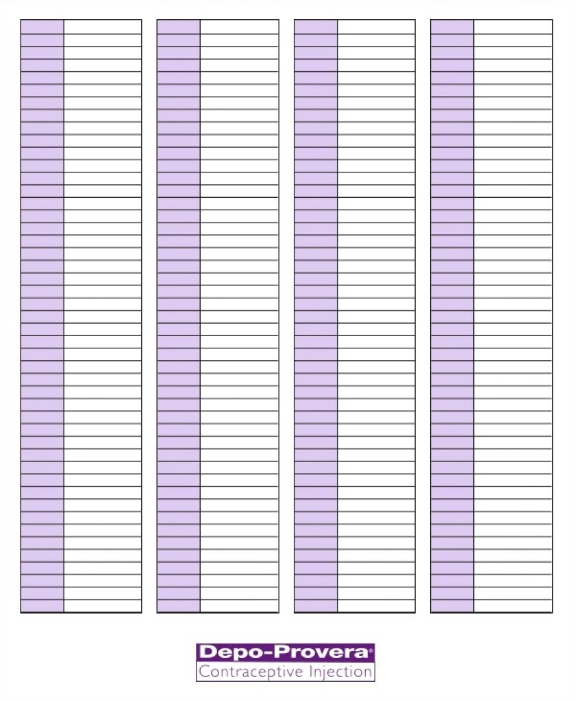 Depo Provera Injection Calendar