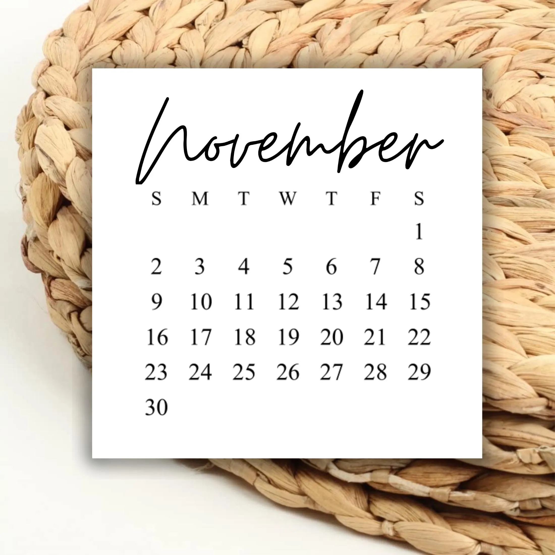 DIGITAL 2025 November Square Calendar Printable Digital Download For Wedding Save The Dates And Wedding DIY 2025 Print Out Calendar Weekdays Etsy