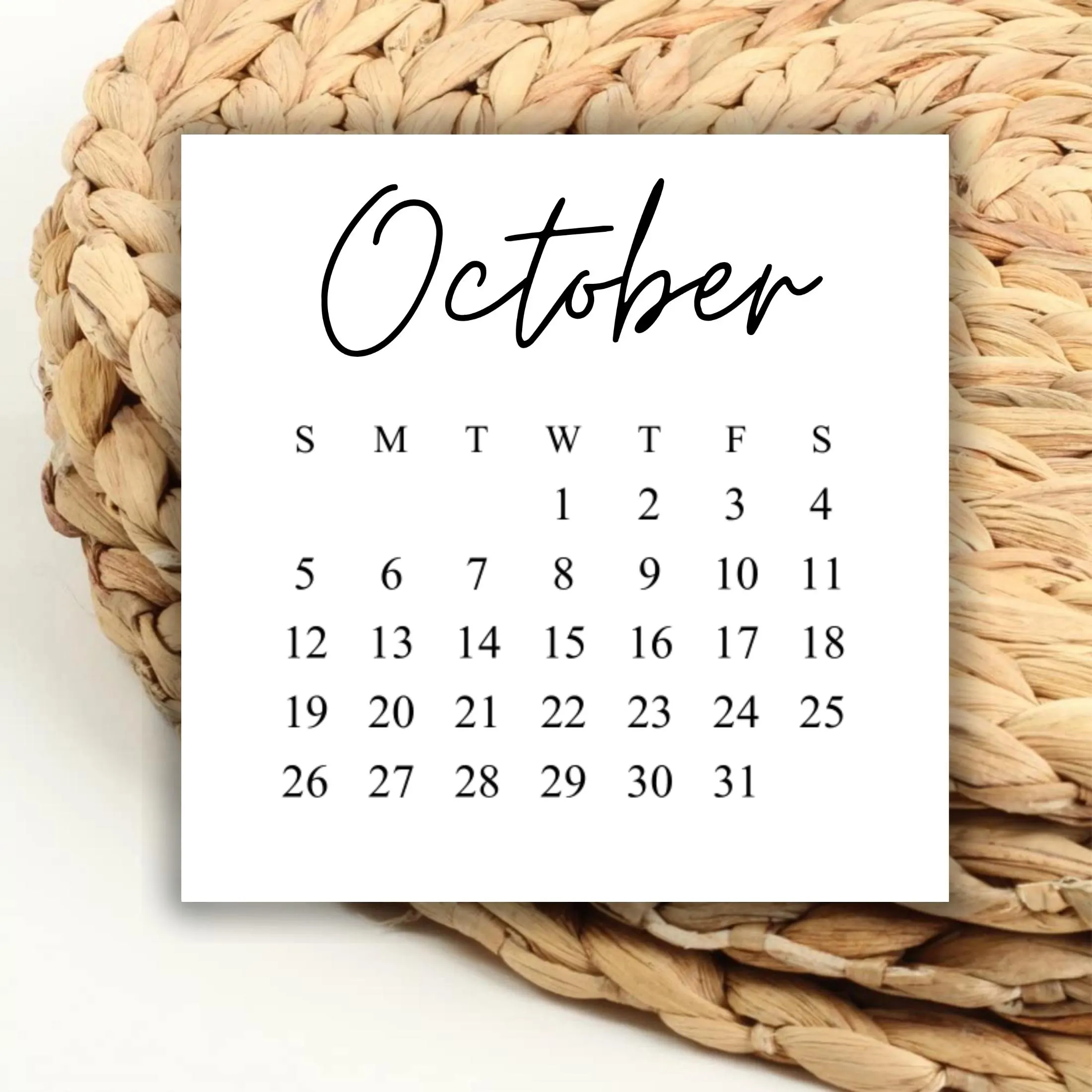 DIGITAL 2025 October Square Calendar Printable Digital Download For Wedding Save The Dates And Wedding DIY 2025 Print Out Calendar Weekdays Etsy