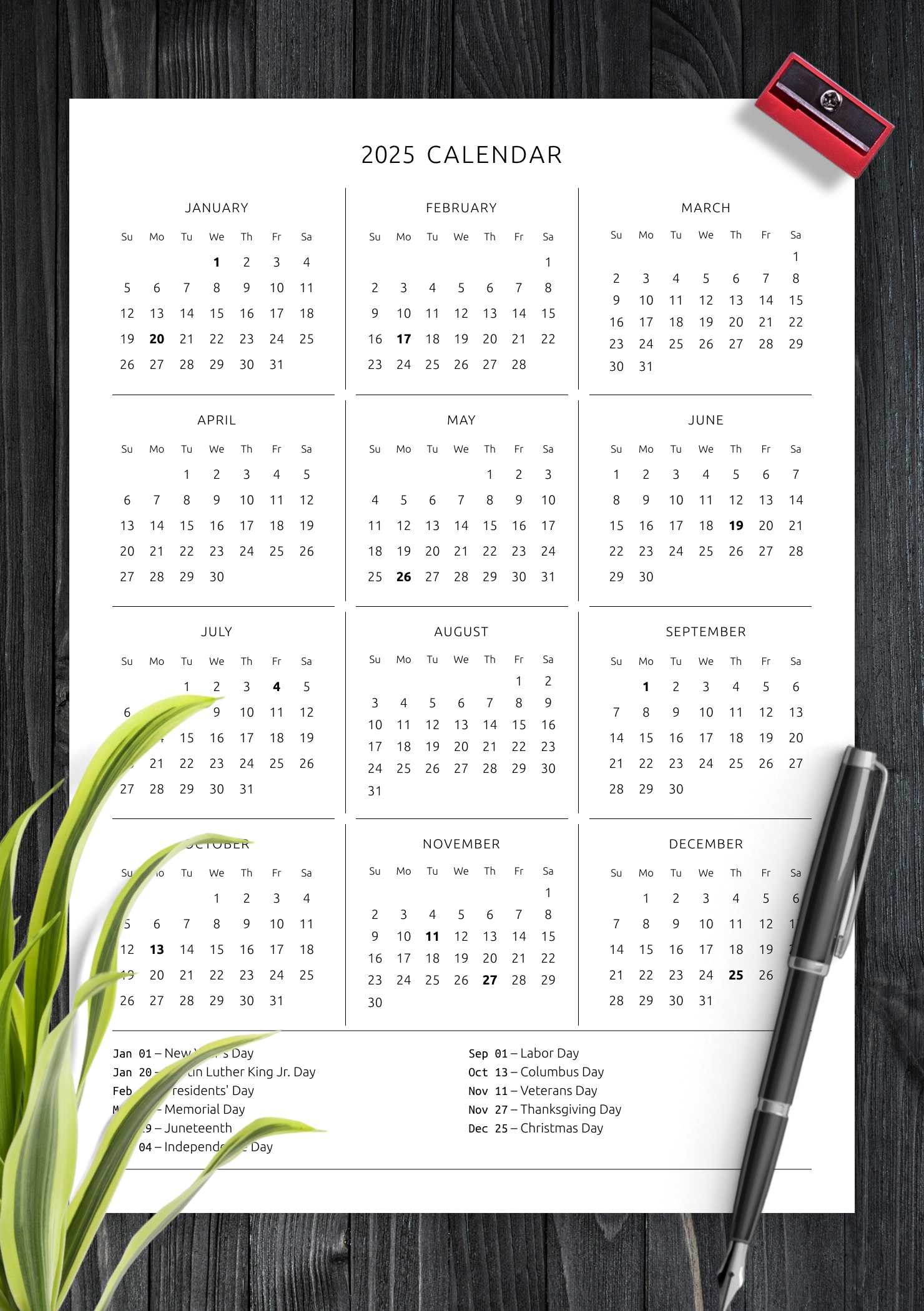 Free Printable Calendars For Notebooks
