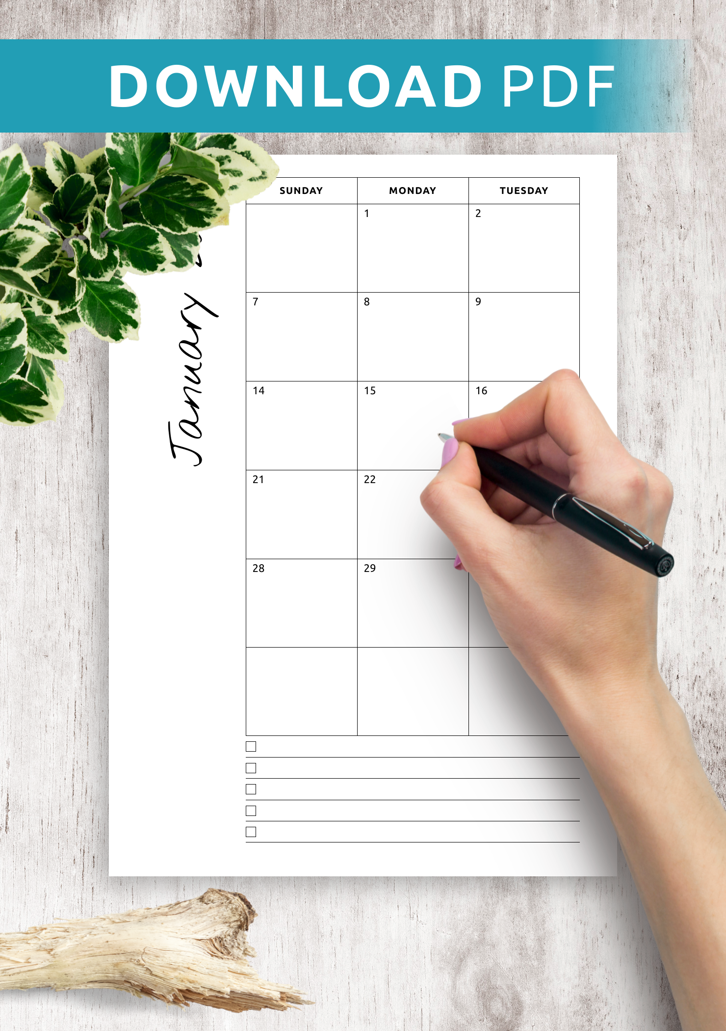 Printable Calendar Notes