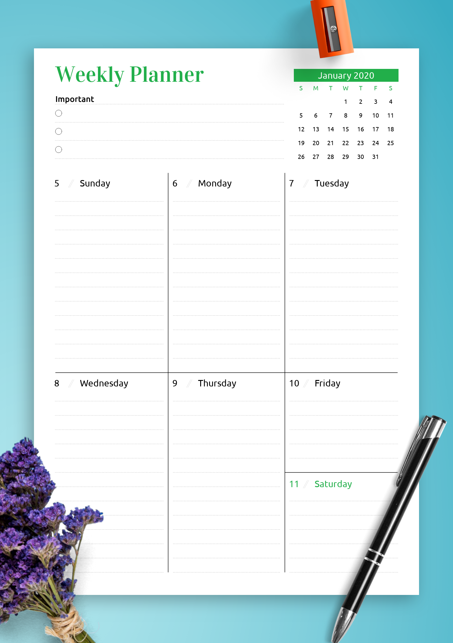 Printable Calendar For The Week